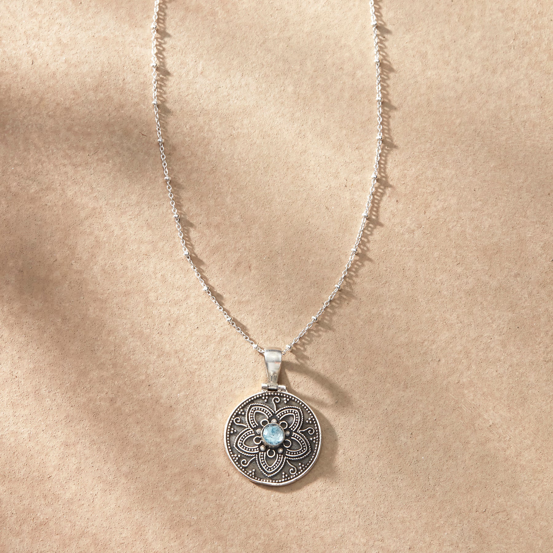 Blue Pistil Medallion Necklace - Sundance Clothing