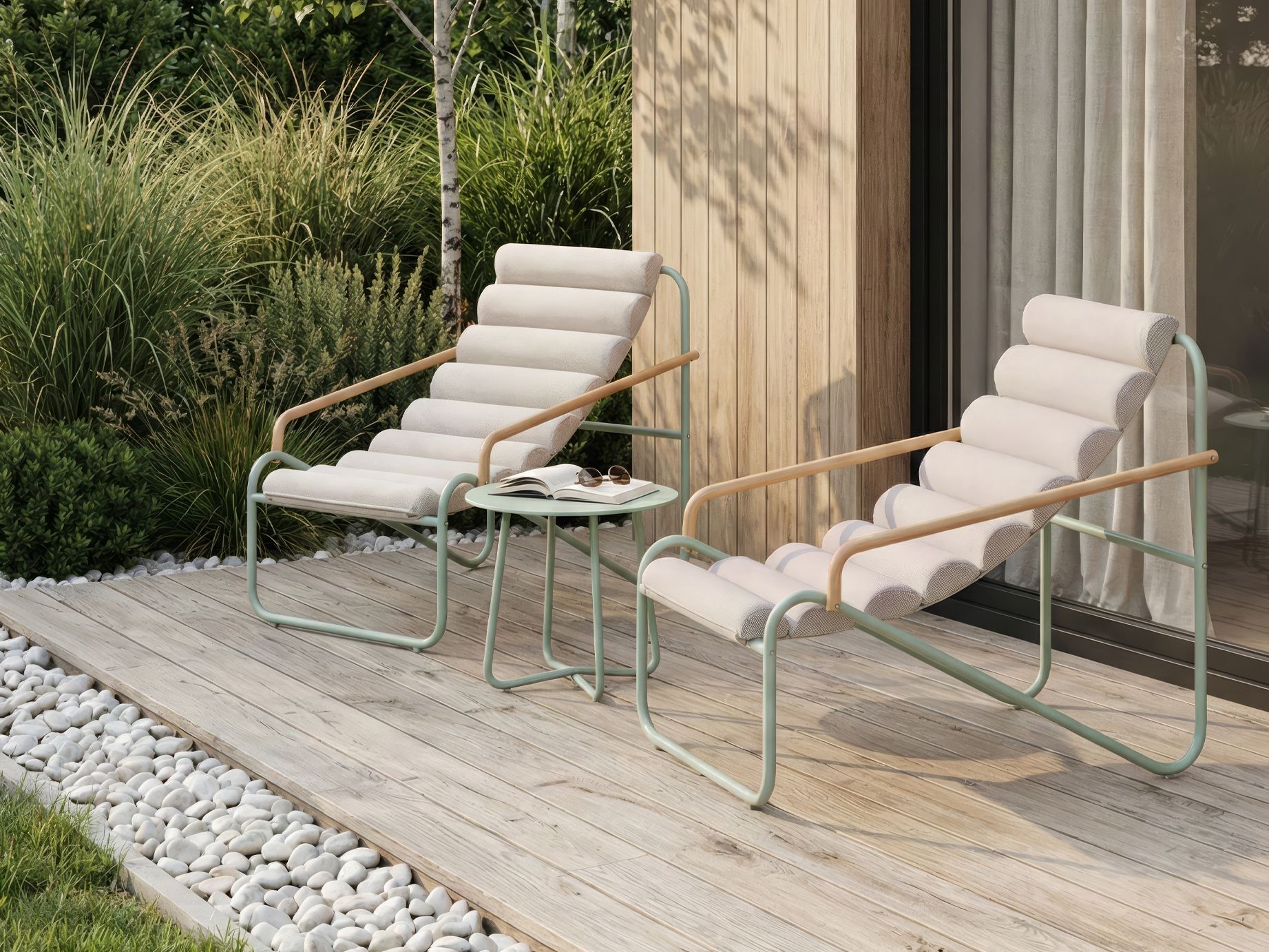 Garden Lounge Set with Table 2 Seater PASTO Metal Mint Green