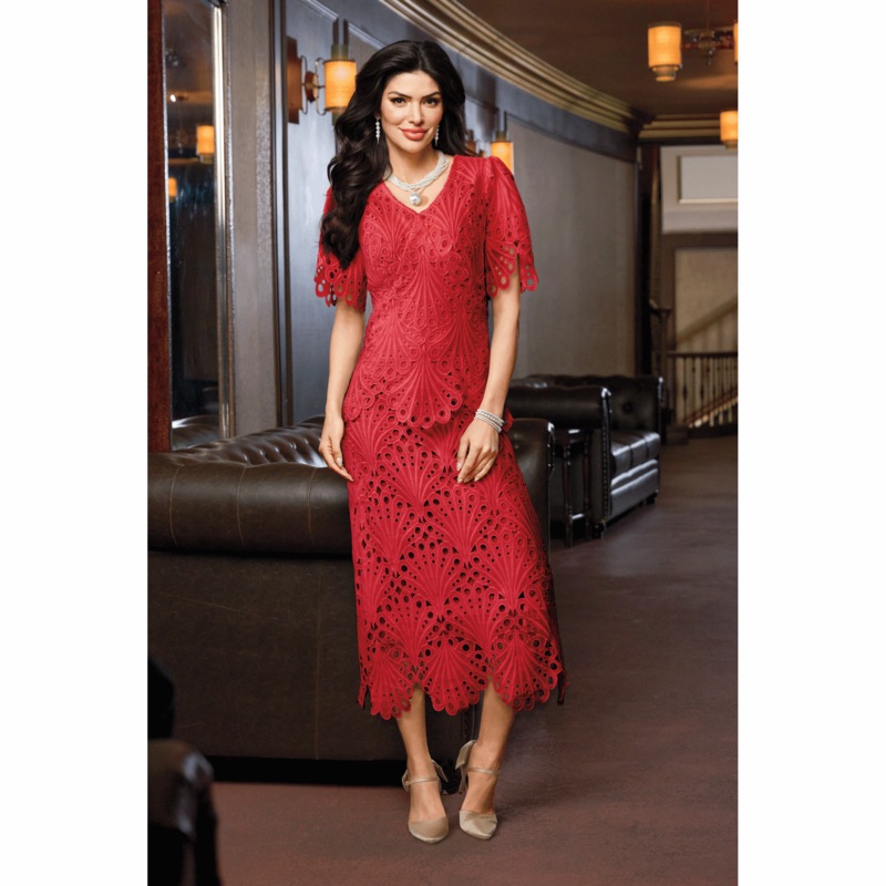 Leera All-Over Lace A-Line Dress - MIDNIGHT VELVET CATALOG