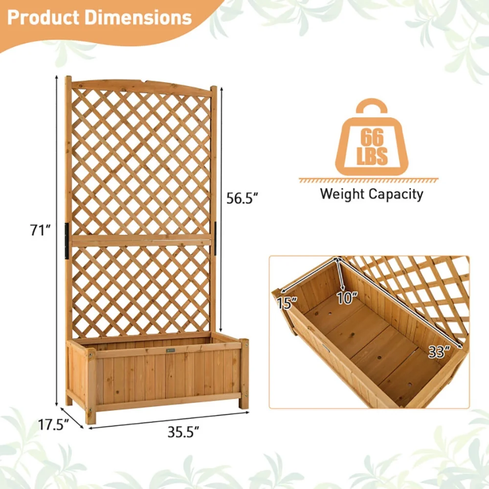 Topcobe Planter Raised Bed with Trellis for Plant Flower Climbing, Tier Plant Stand, Outdoor Garden Potting Bench for Patio Porch Garden, Orange