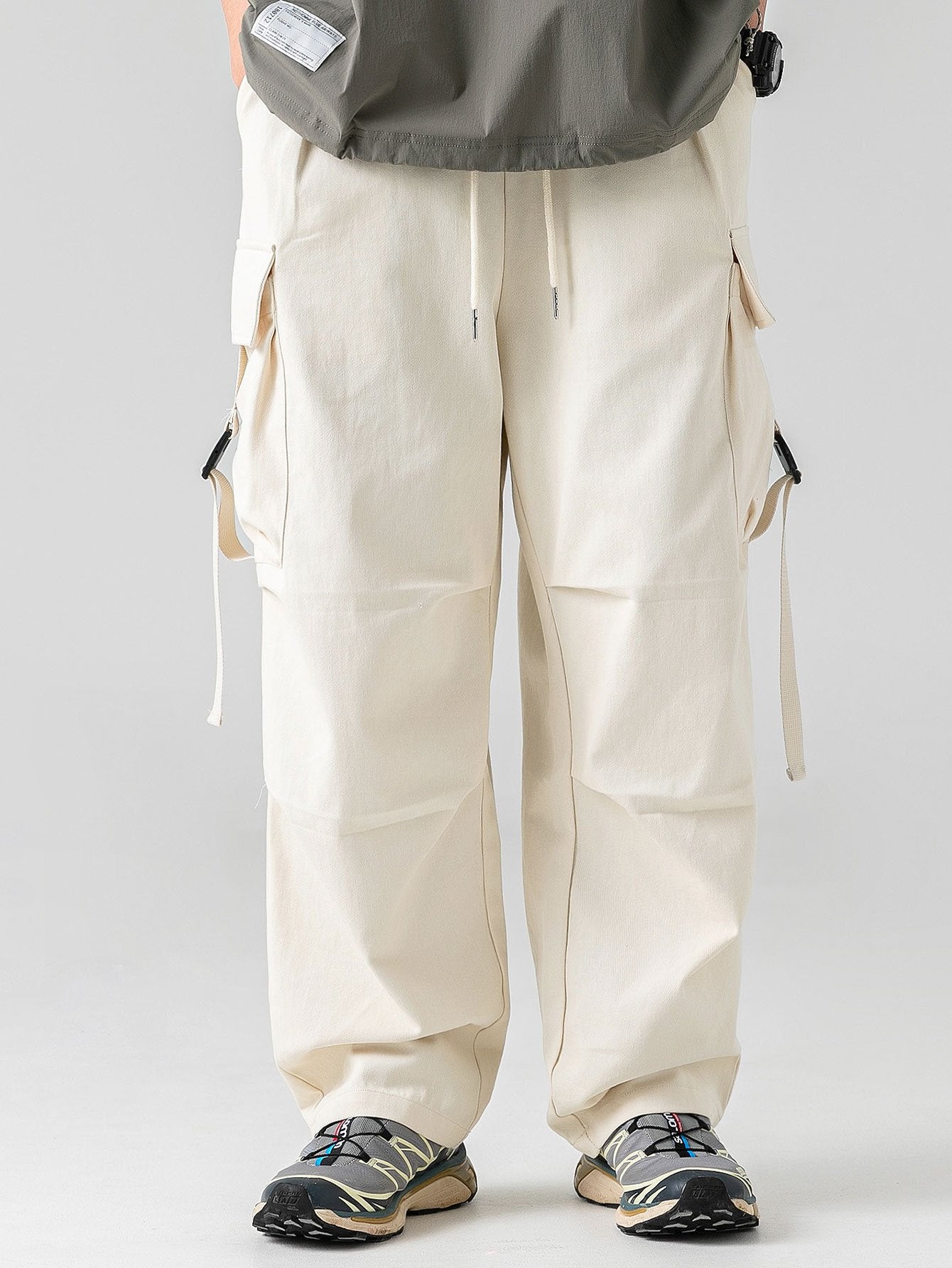 Relax Fit Straight Leg Parachute Cargo Pants