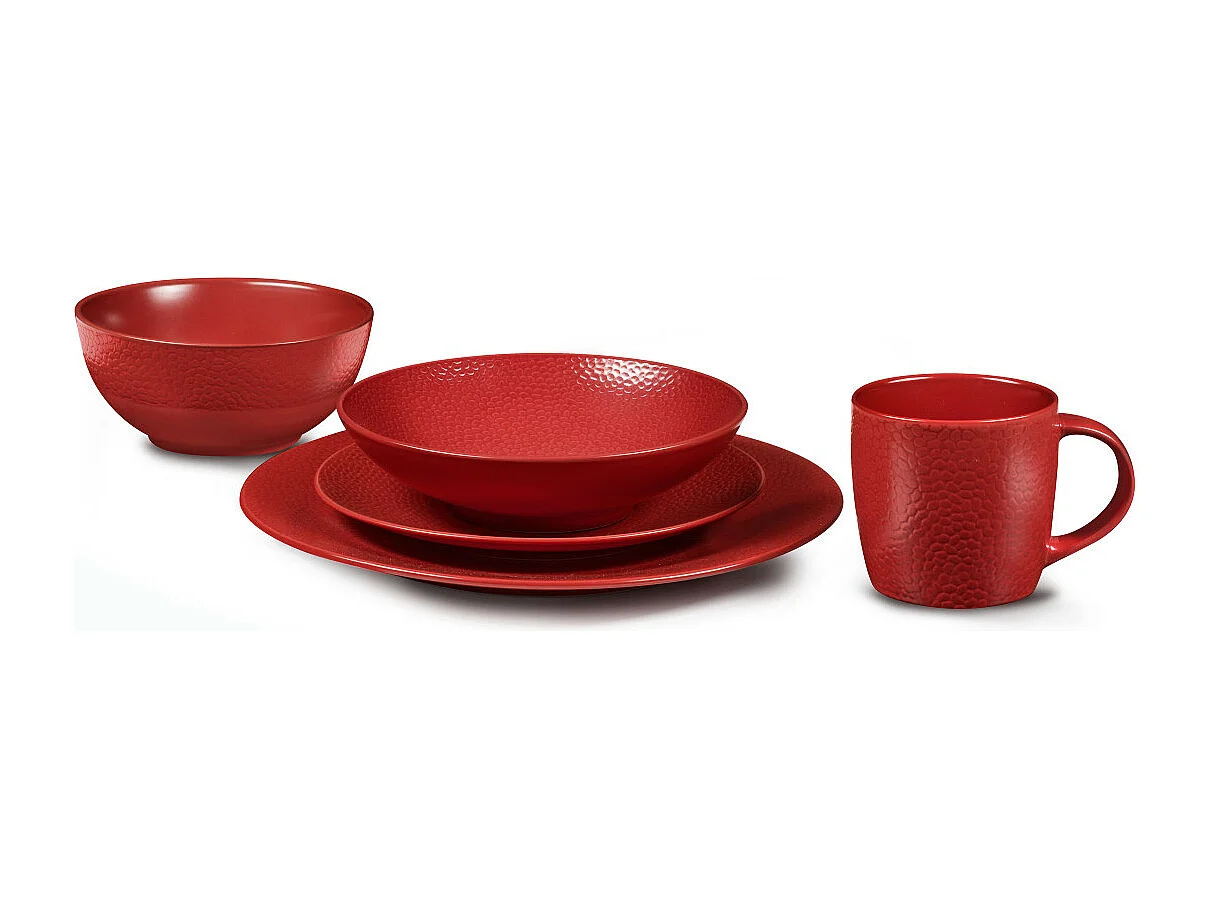 Stone Rouge - Assiette salade et pâtes 19 cm (lot de 6)