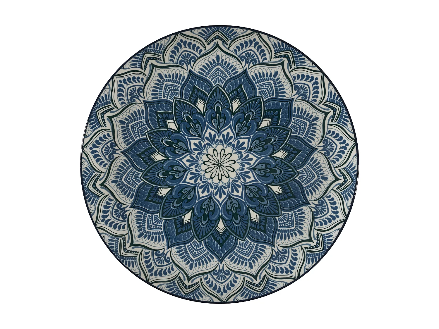 Service Vaisselle - HOME DECO FACTORY - Mandala - 12 Pièces - Bleu