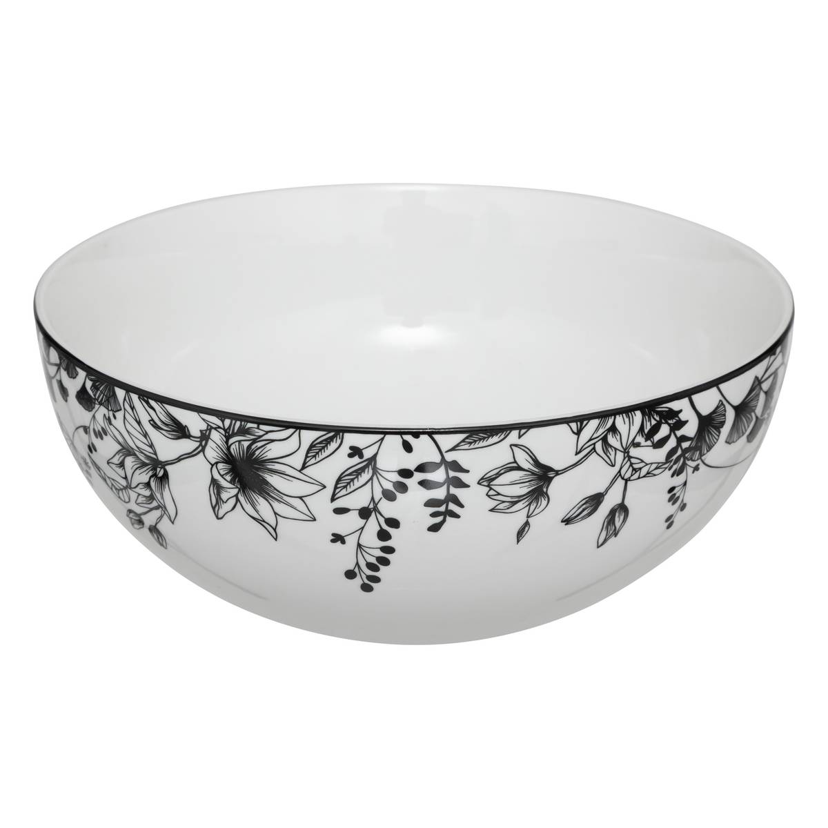 Salad Bowl"White Floral" D.22.5 cm, White