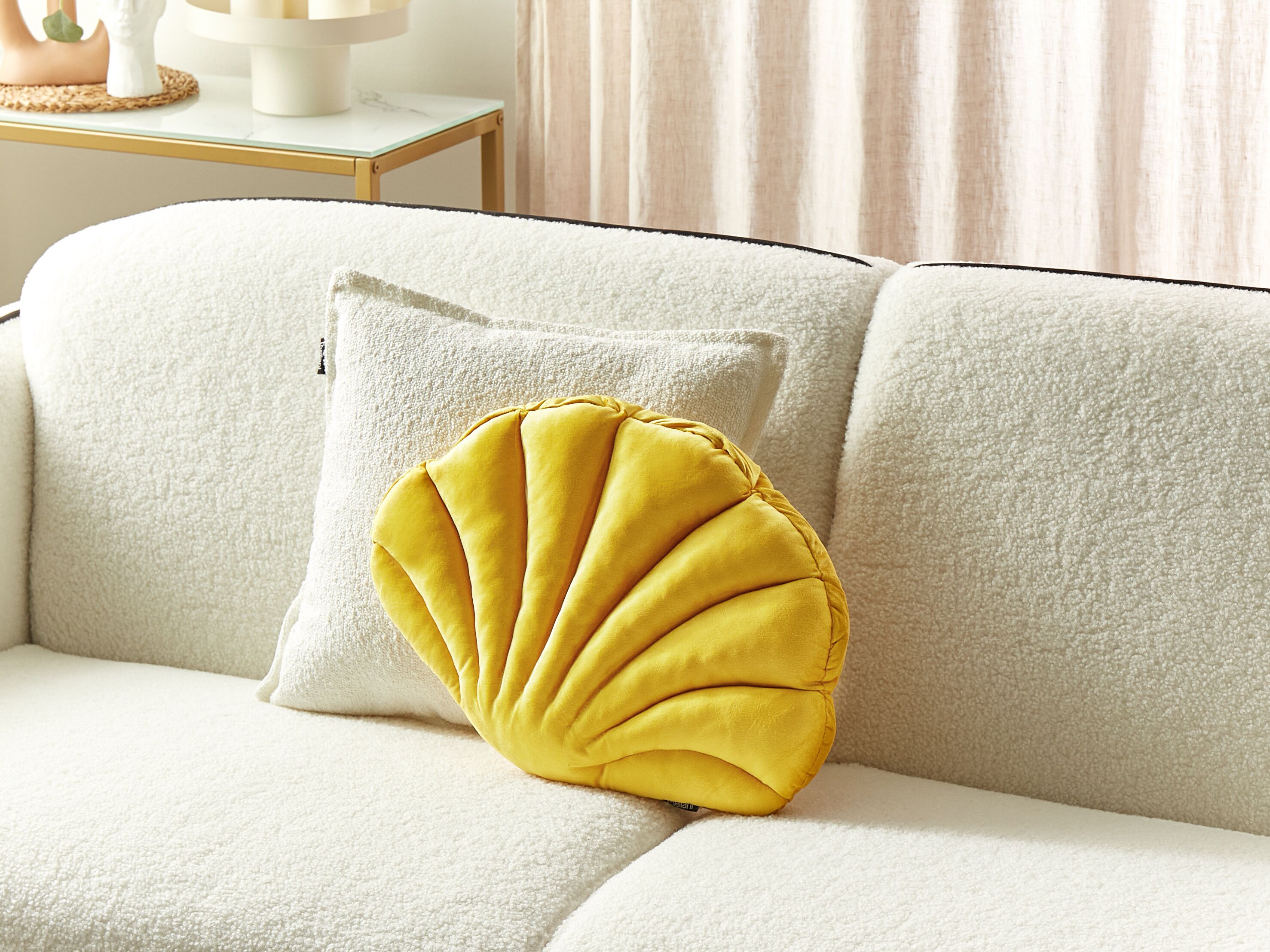 Throw Cushion CONSOLIDA Velvet 47 x 35 cm Yellow Solid