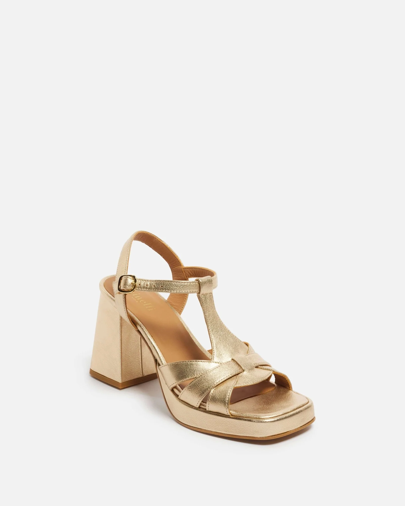 SANDALES MILENA/MET - En cuir métallisé à talons platine