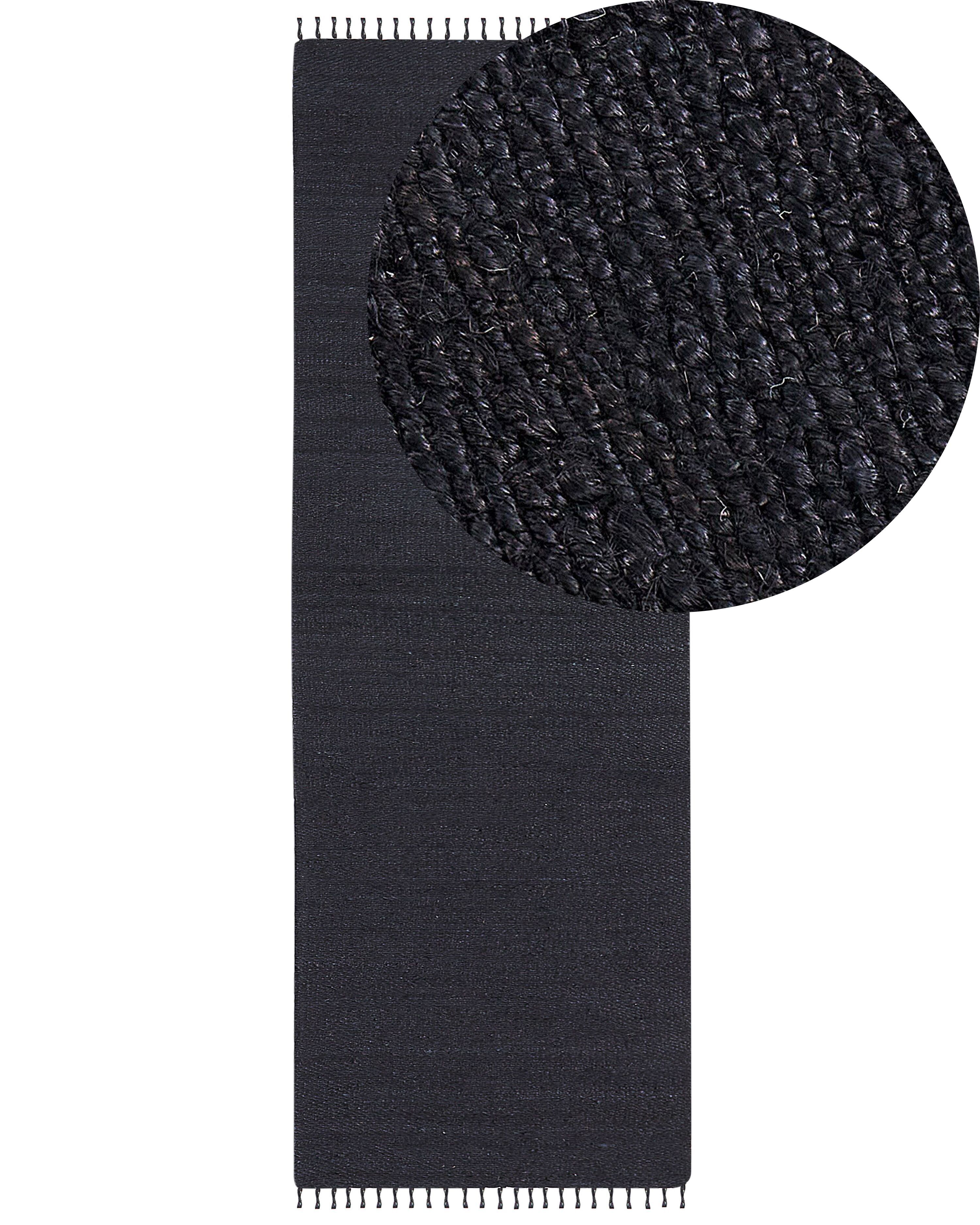 Rug SINANKOY Black 80 x 300 cm Jute