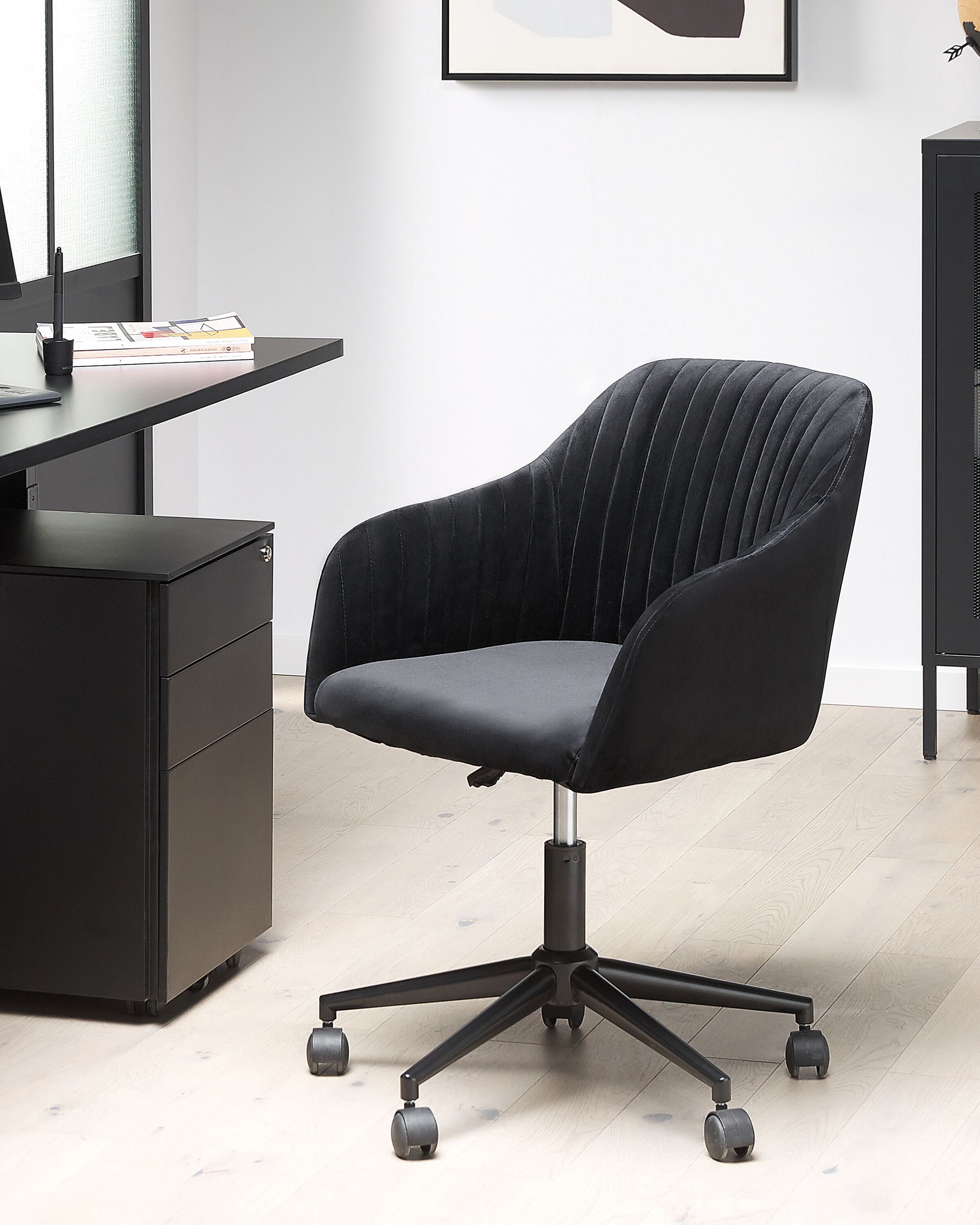 Desk Chair VENICE Velvet Black
