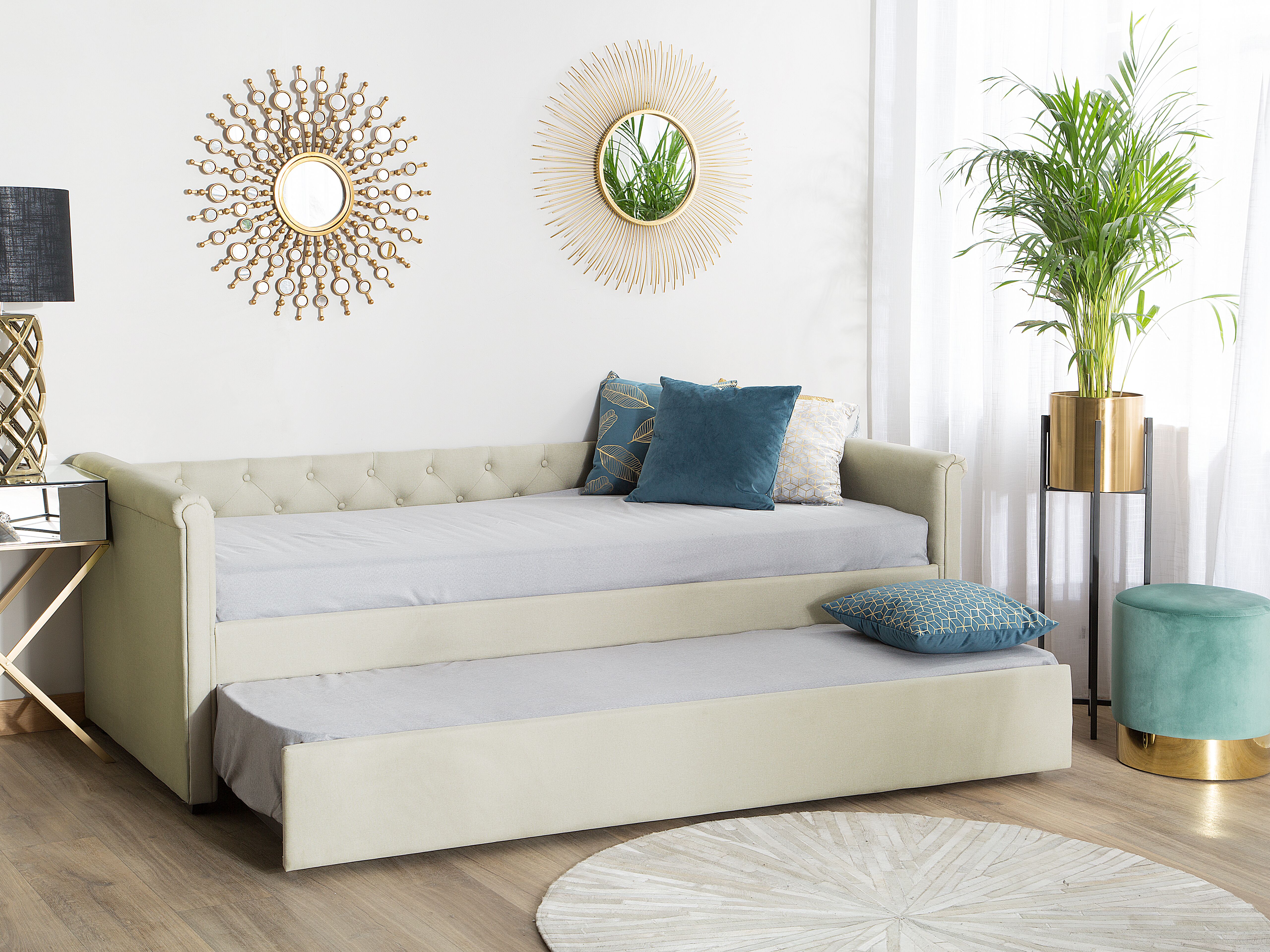 Trundle Bed Fabric LIBOURNE 80 x 200 cm (EU Small Single) Beige