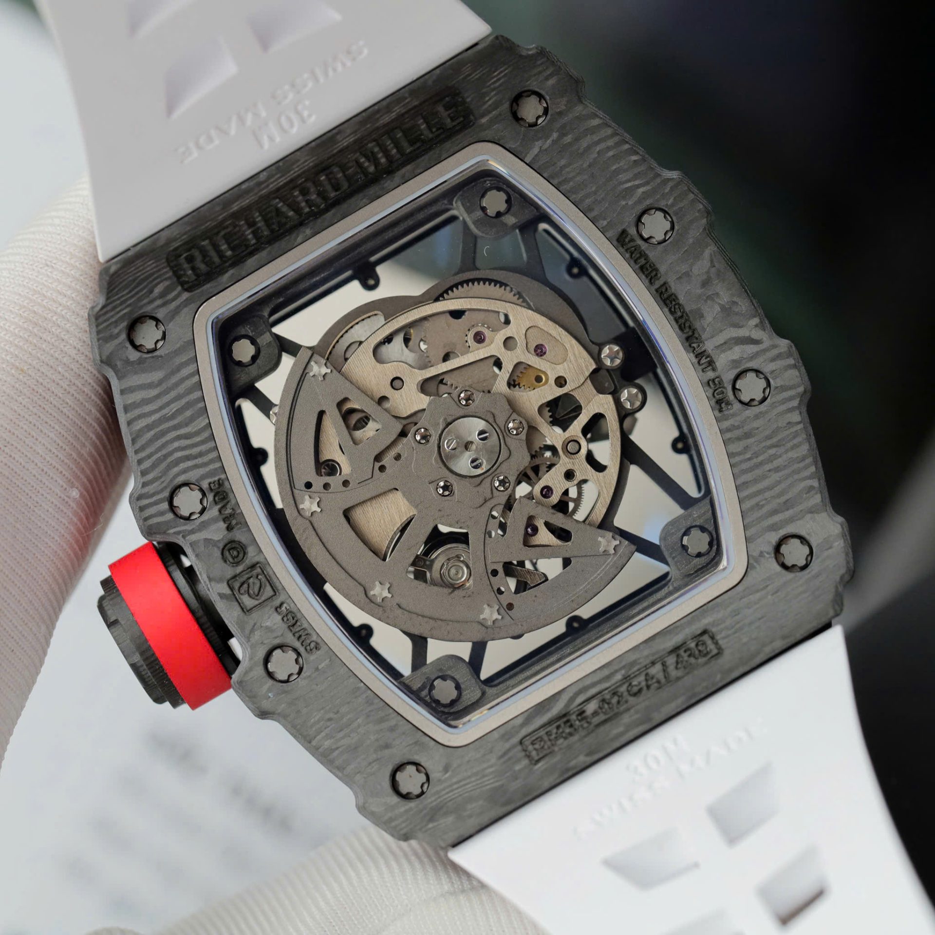 Richard Mille RM35-02 Knock Off Watches Carbon Super Light Rubber Strap Red ZF Factoy 44mm - Top club