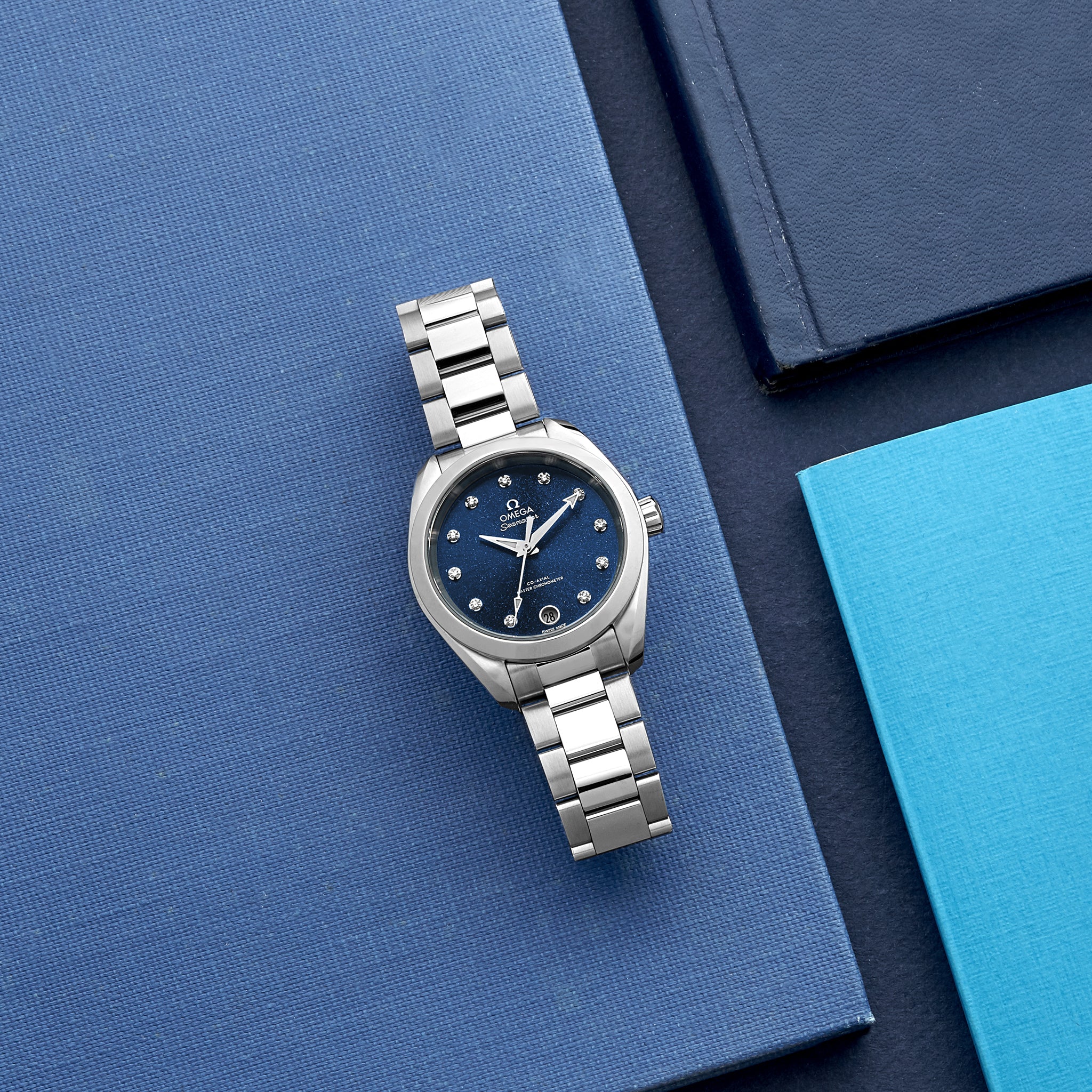 Seamaster Aqua Terra 150M Co-Axial Master Chronometer 34mm Blue Dial With Diamonds(1:1 replica) - Elite Watch Atelier