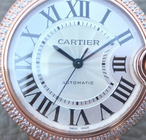 Replica Cartier Ballon Bleu 36mm RG White Textured Dial Diamond Bezel - Top club