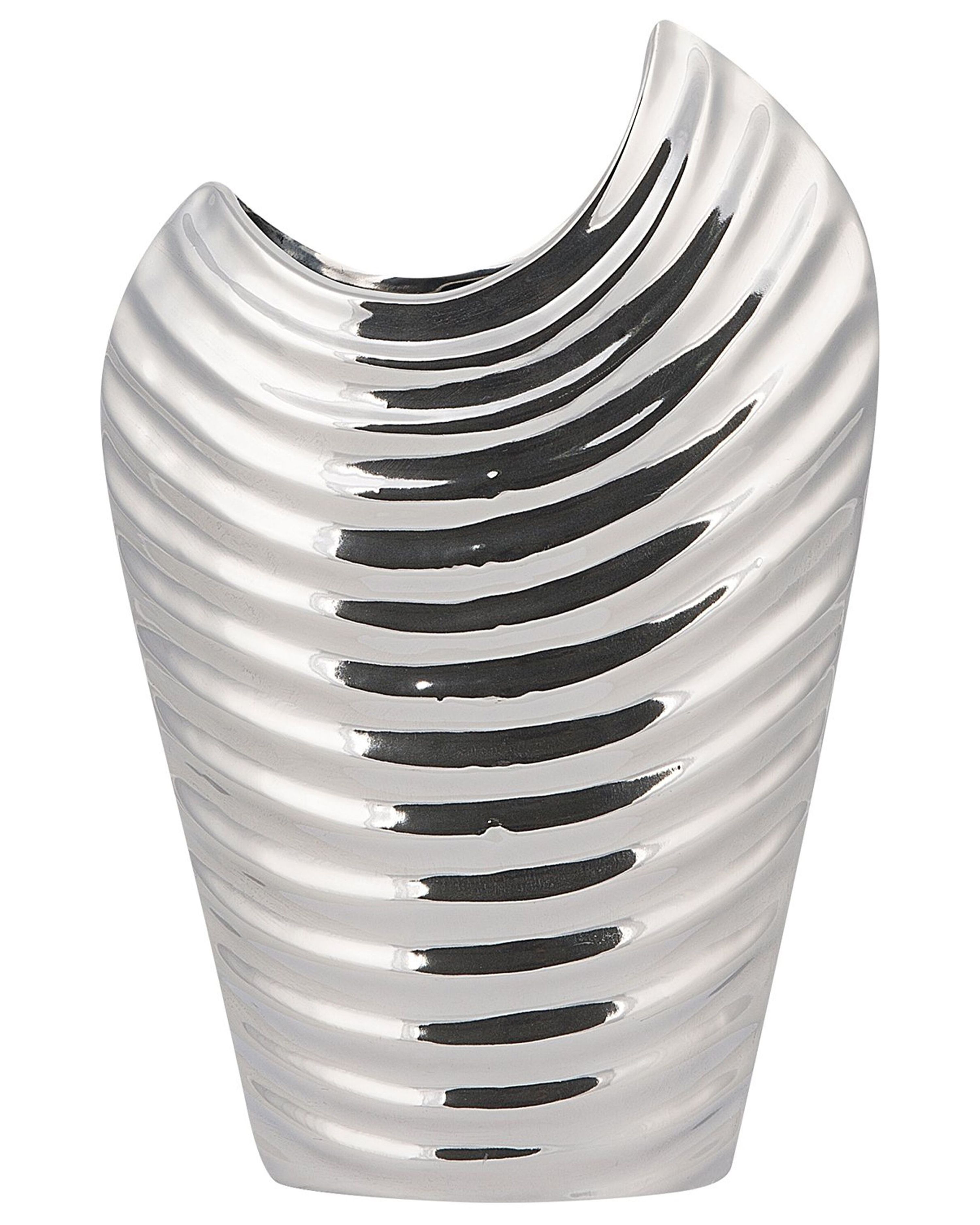 Decorative Vase ECETRA Stoneware 26 cm Silver
