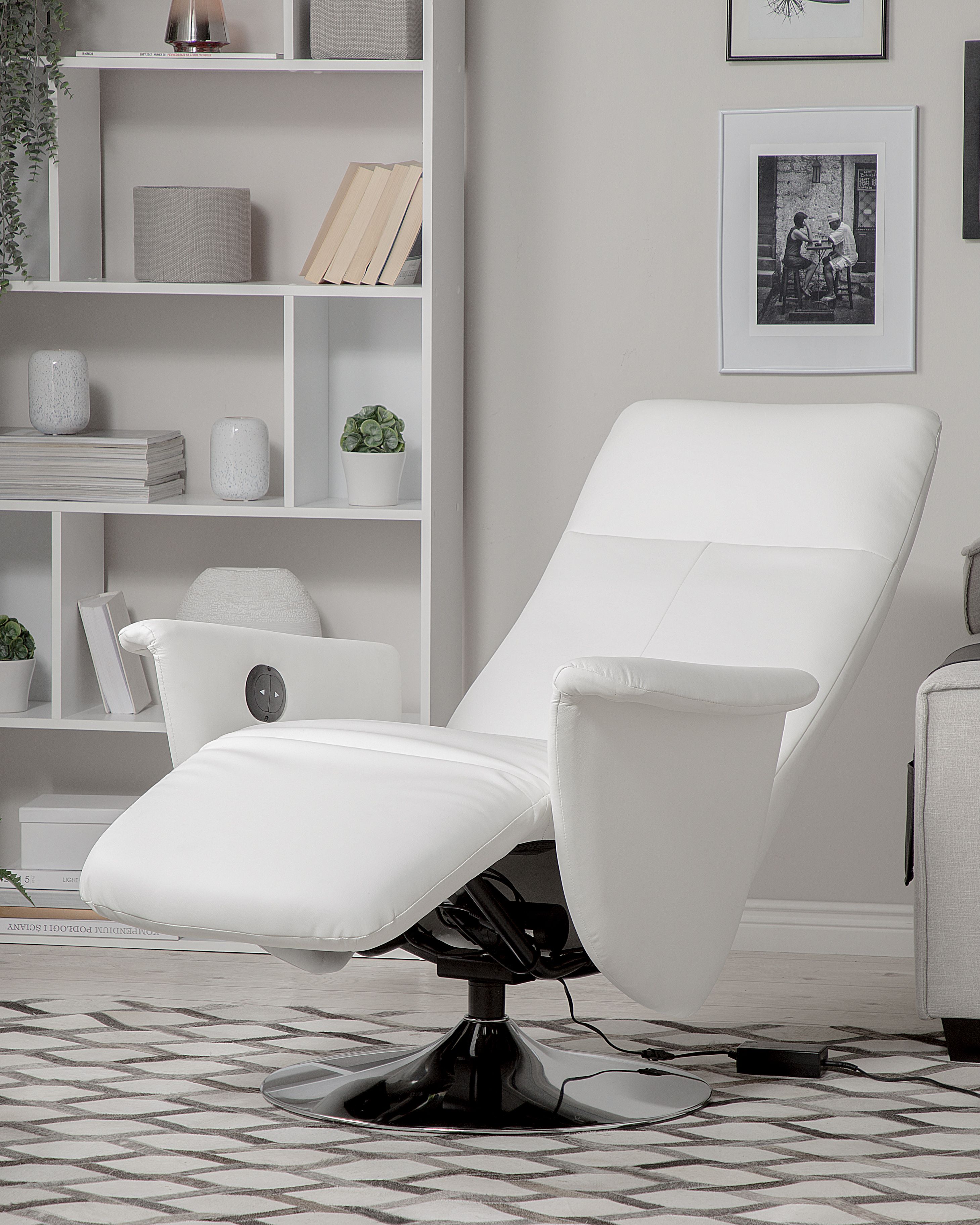 Recliner Chair PRIME with Footrest Faux Leather White