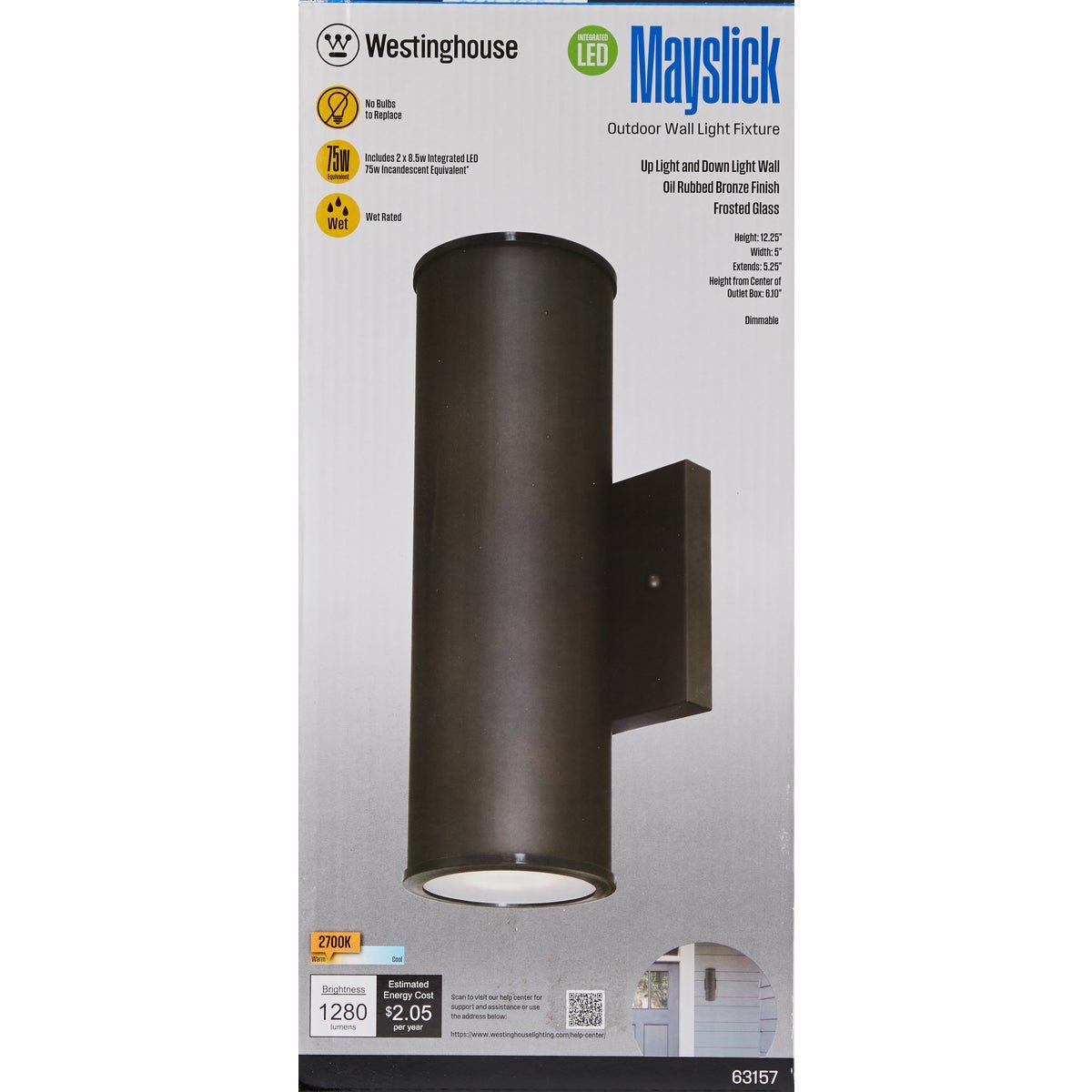 Westinghouse Mayslick 2-Light LED Oil Rubbed Bronze Dimmable Outdoor Wall Fixture
