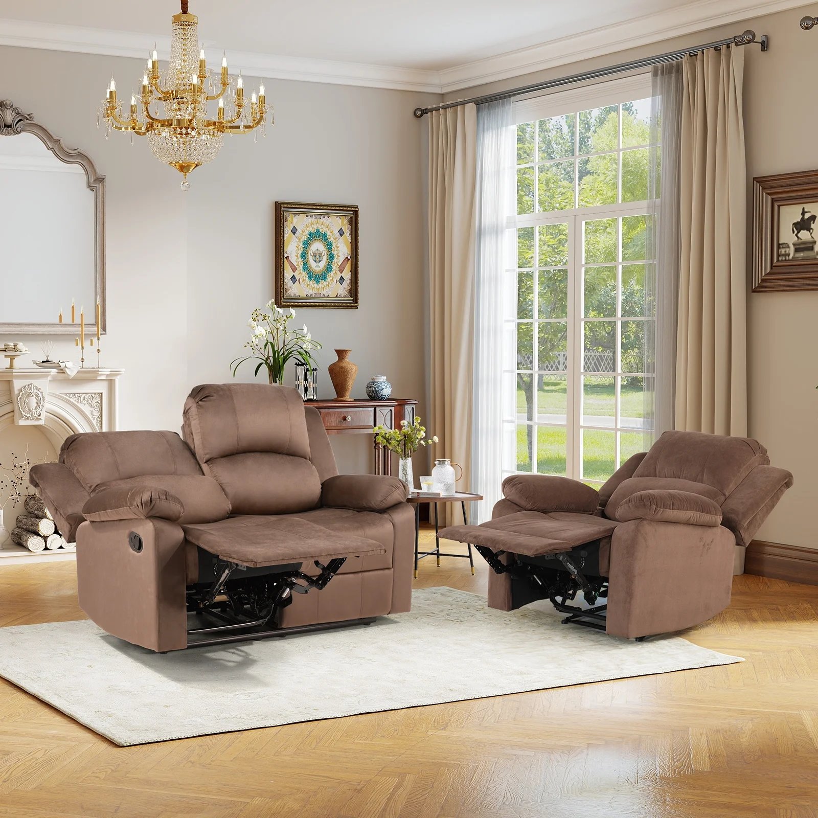 Bonzy Home Recliner Chair with Soft Padded Headrest and Armrest, Theater Reclining Chair Sofa for Living Room and Bedroom - Image 9