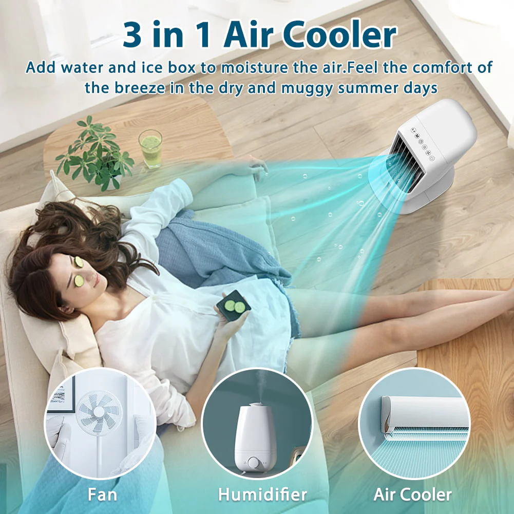 3-in-1 Evaporative Air Cooler LifePlus Portable Tower Cooling Fan Oscillating Swamp Cooler 41.5" White - Image 7