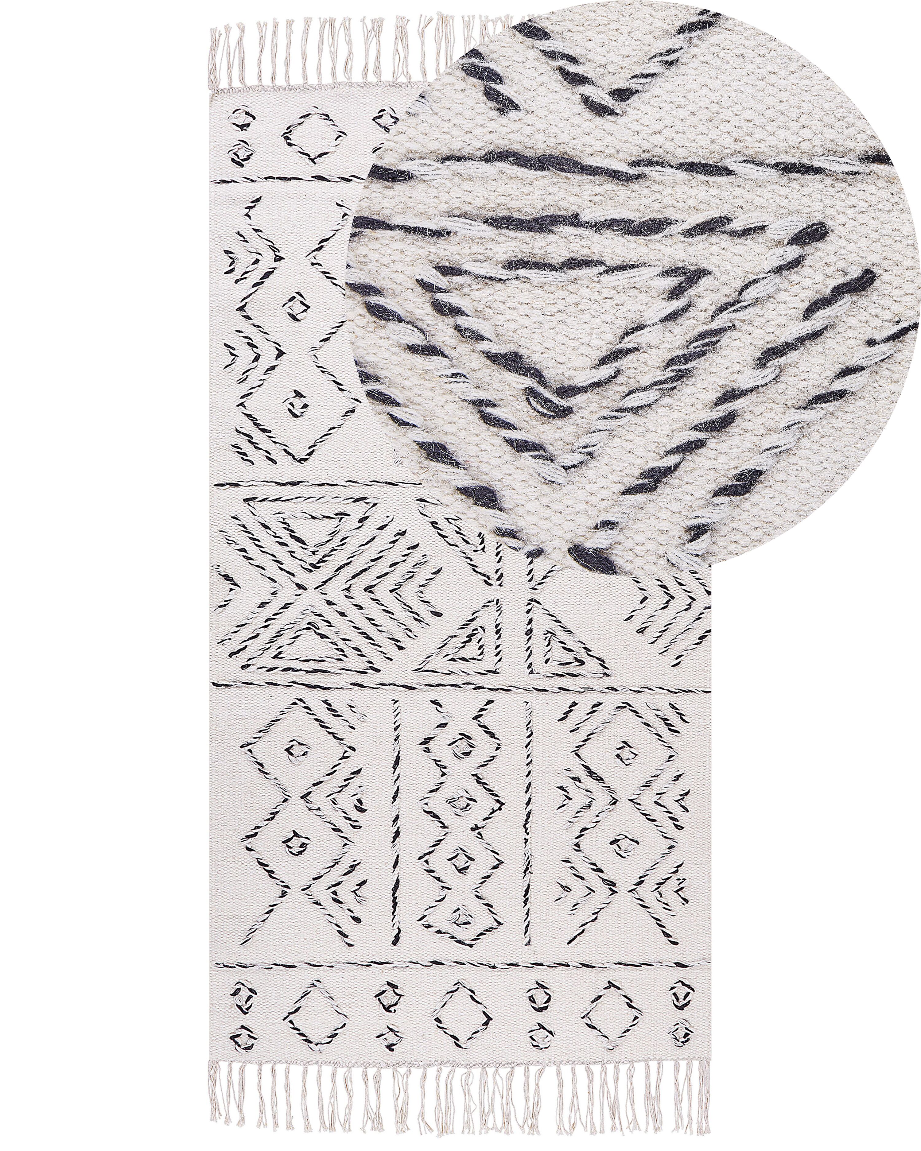 Rug ALKENT White 80 x 150 cm Wool