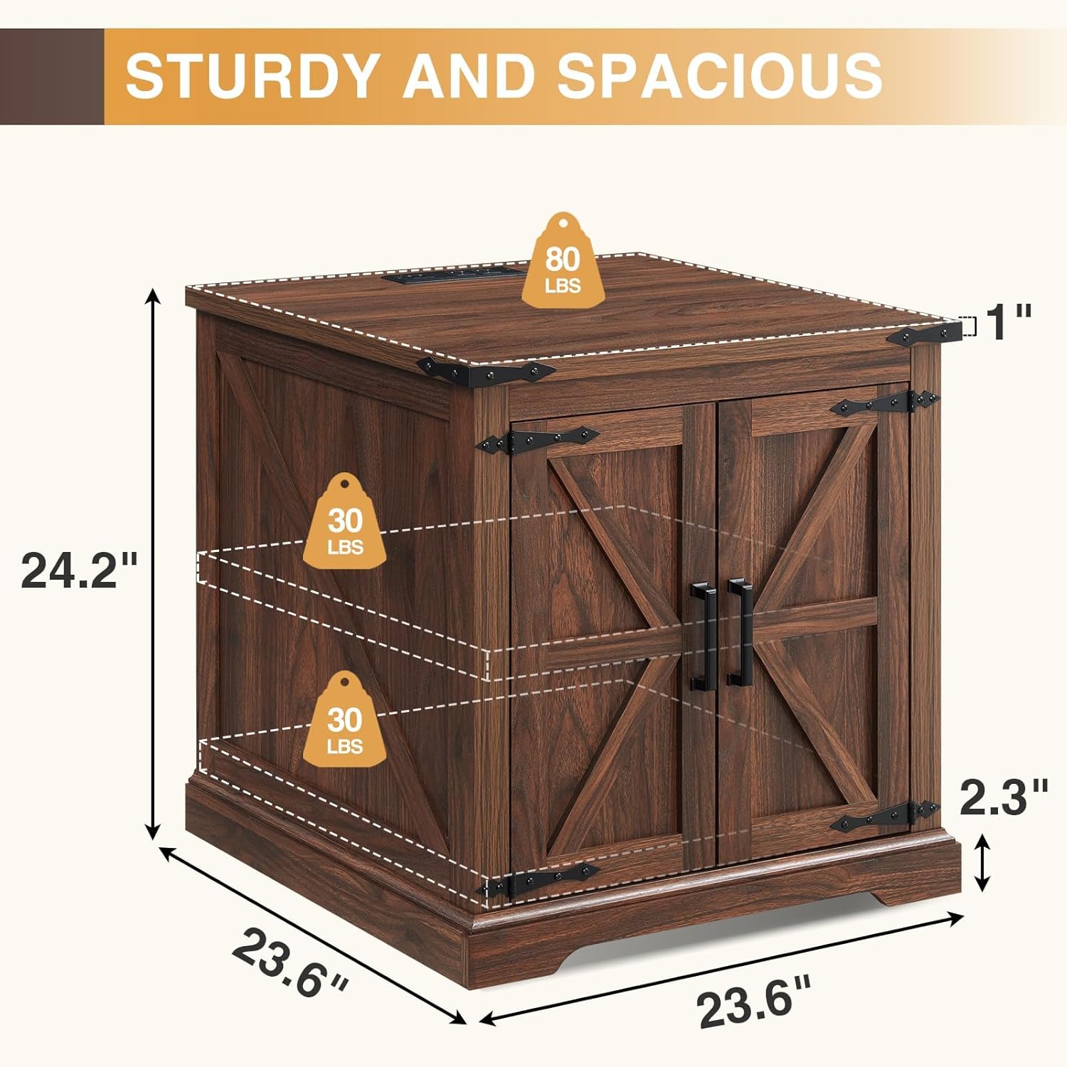 Barnyatoh Farmhouse End Table with Charging Station,24