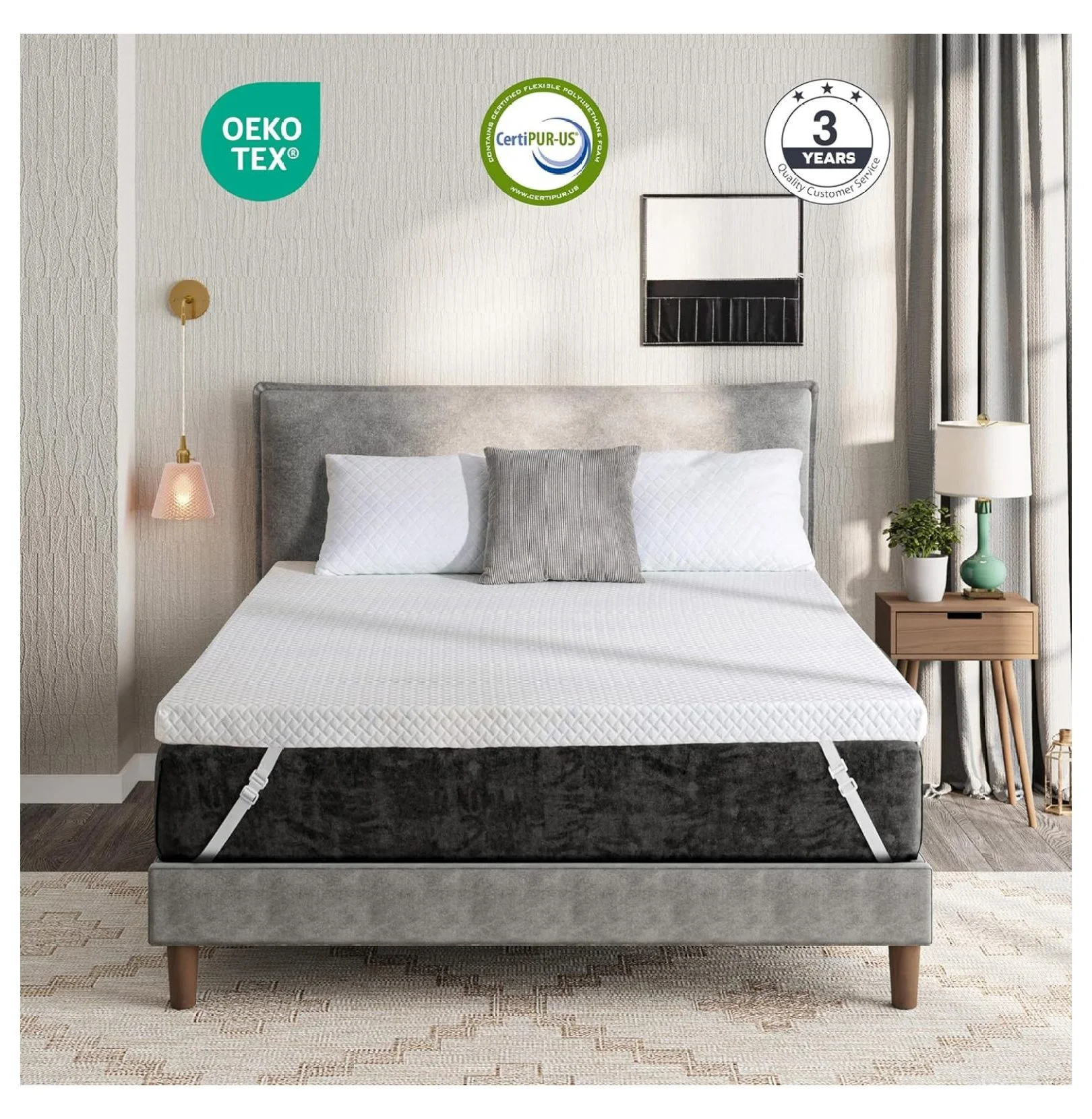 4 Inch Gel Memory Foam Mattress Topper Full - Cooling Topper with Removable Cover - Certified, Pressure Relief, 54x75x4 - Mattress Enhancer