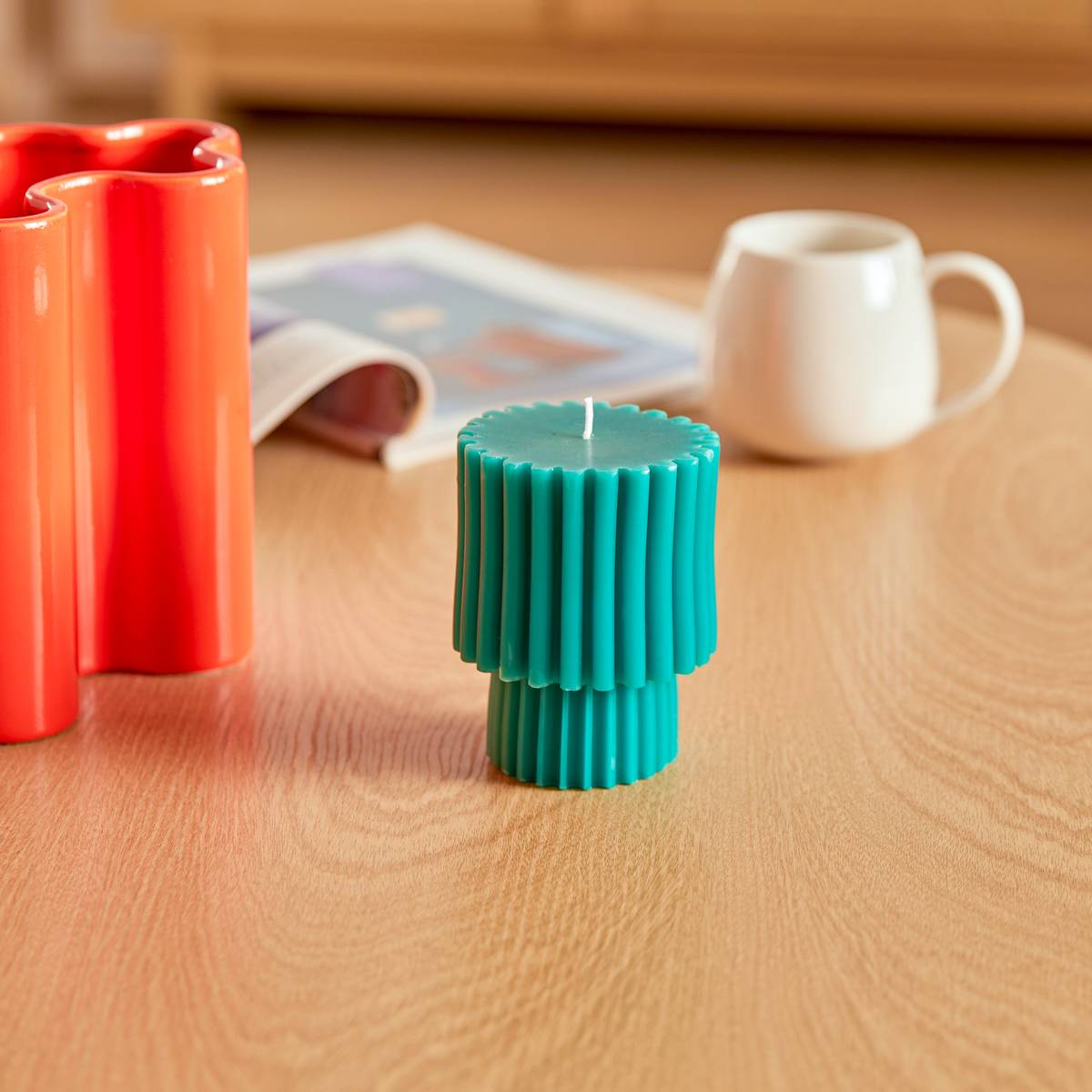 Decorative Candle "Flow" Green, 11cm