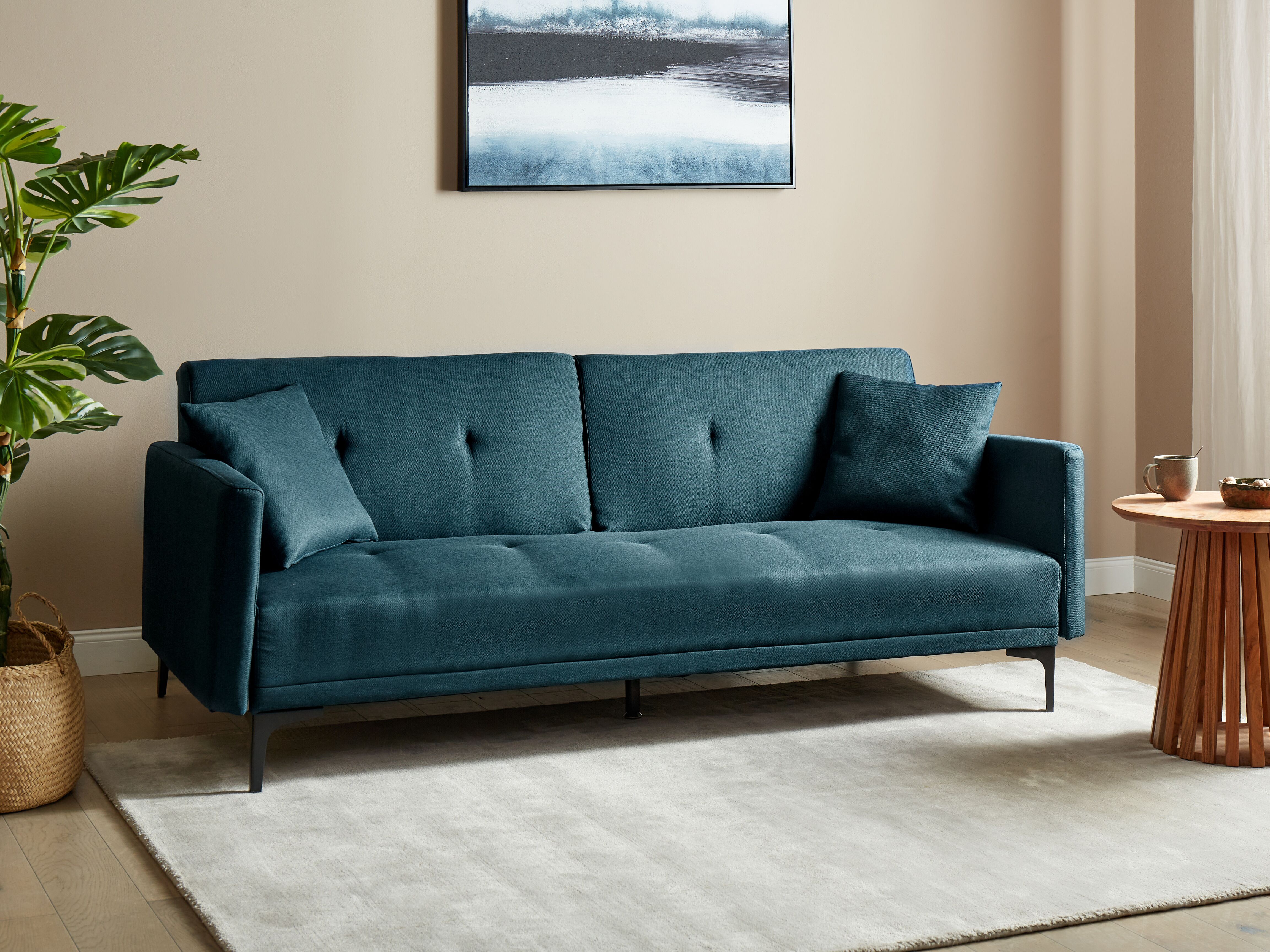 Sofa Bed 3 Seater LUCAN Fabric Blue