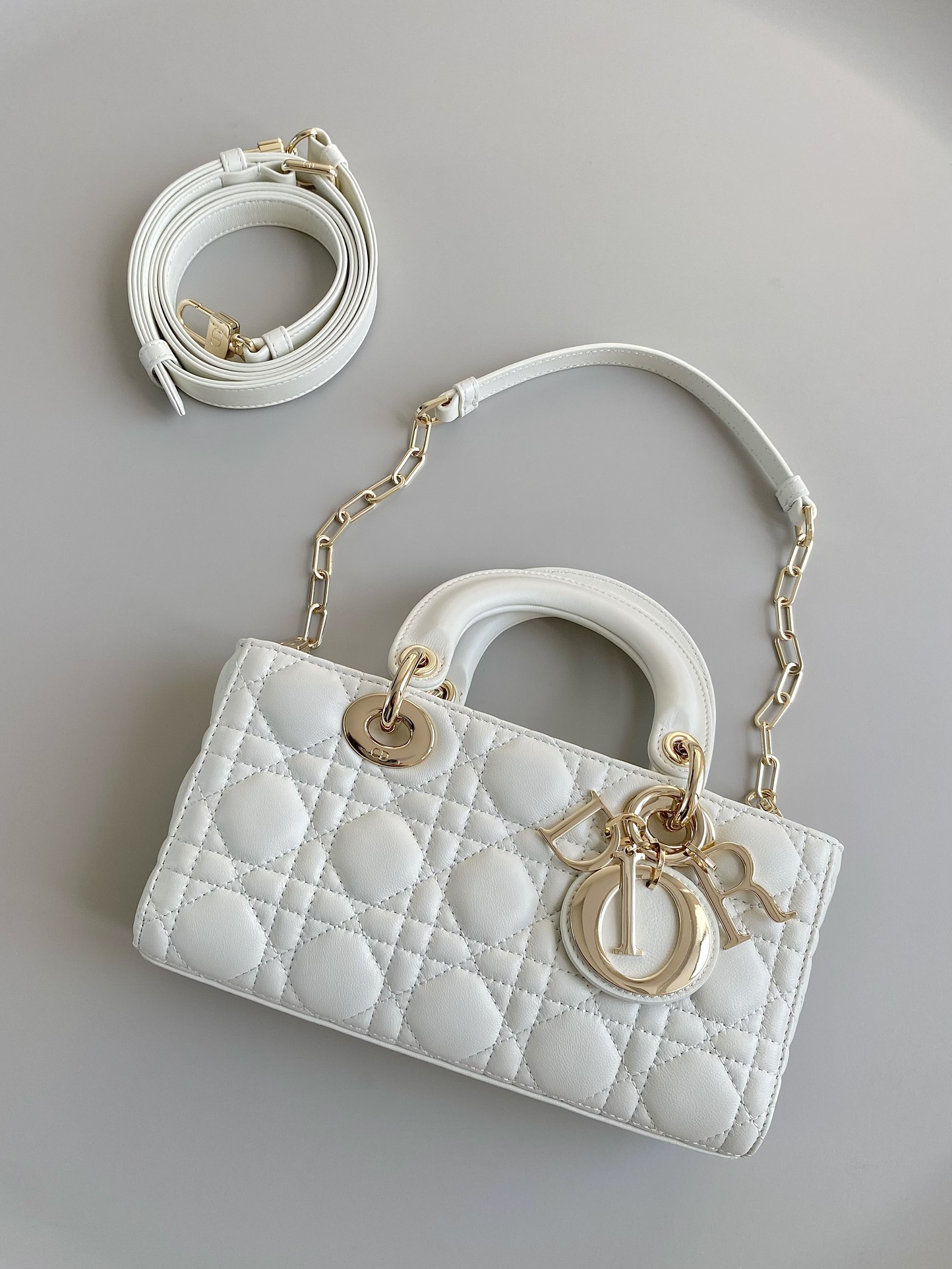 Small Lady D-Joy Bag White/Pink/Black For Women 9in/22cm M0613ONGE_M0301:1High-quality replica