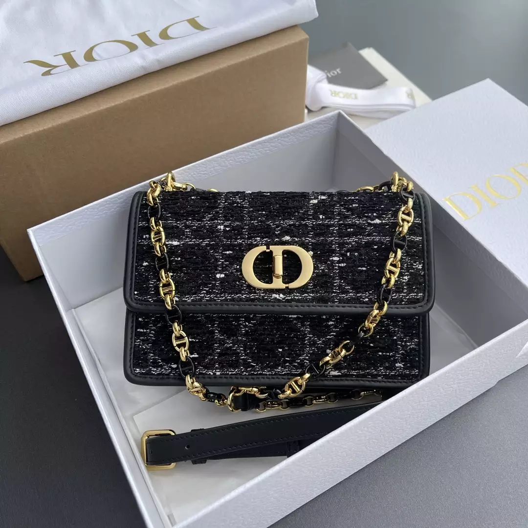 Miss Caro Mini Bag Black Cannage Tweed Embroidery1:1High-quality replica