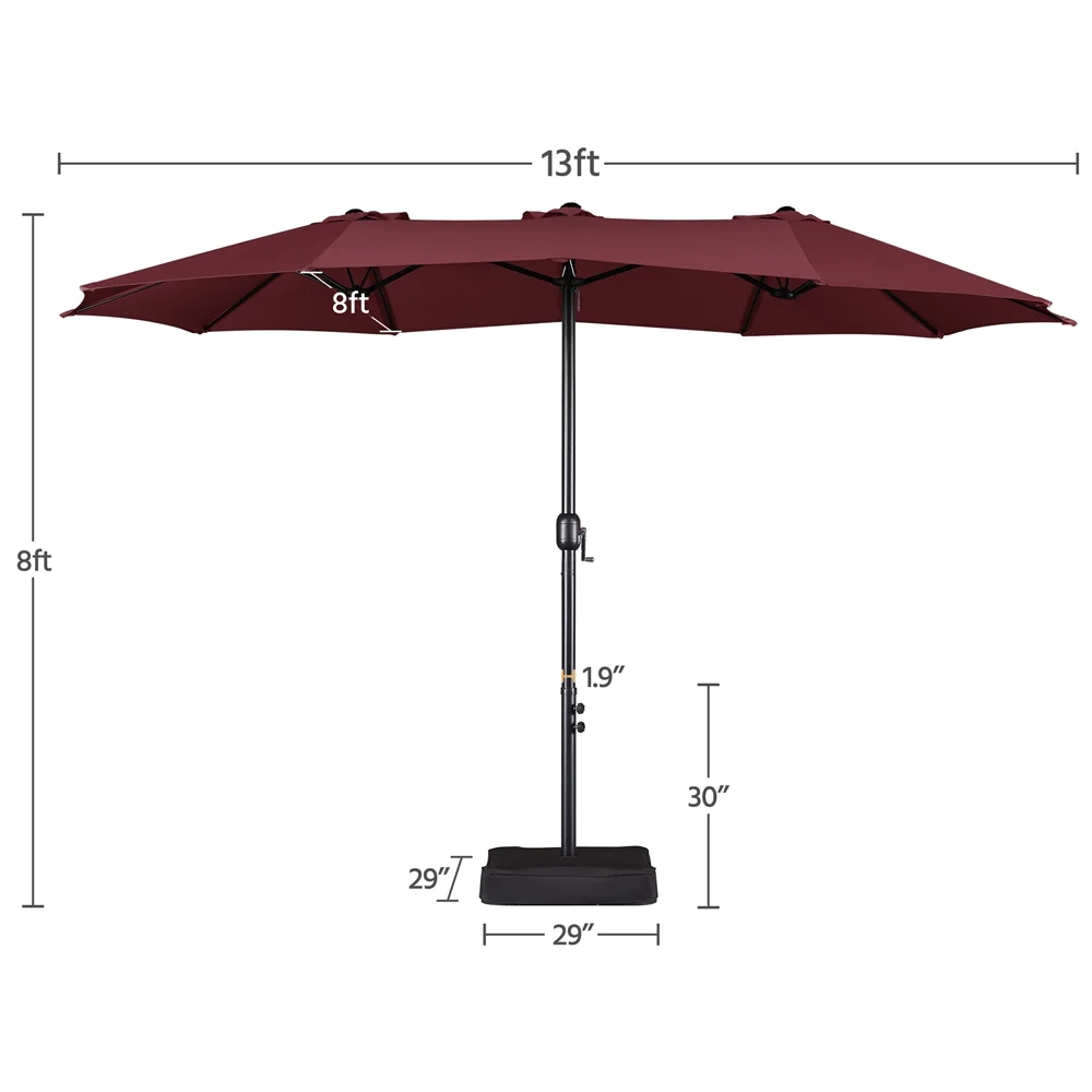 Topeakmart 13ft Patio Parasol Canopy with Crank, Tan - Image 15
