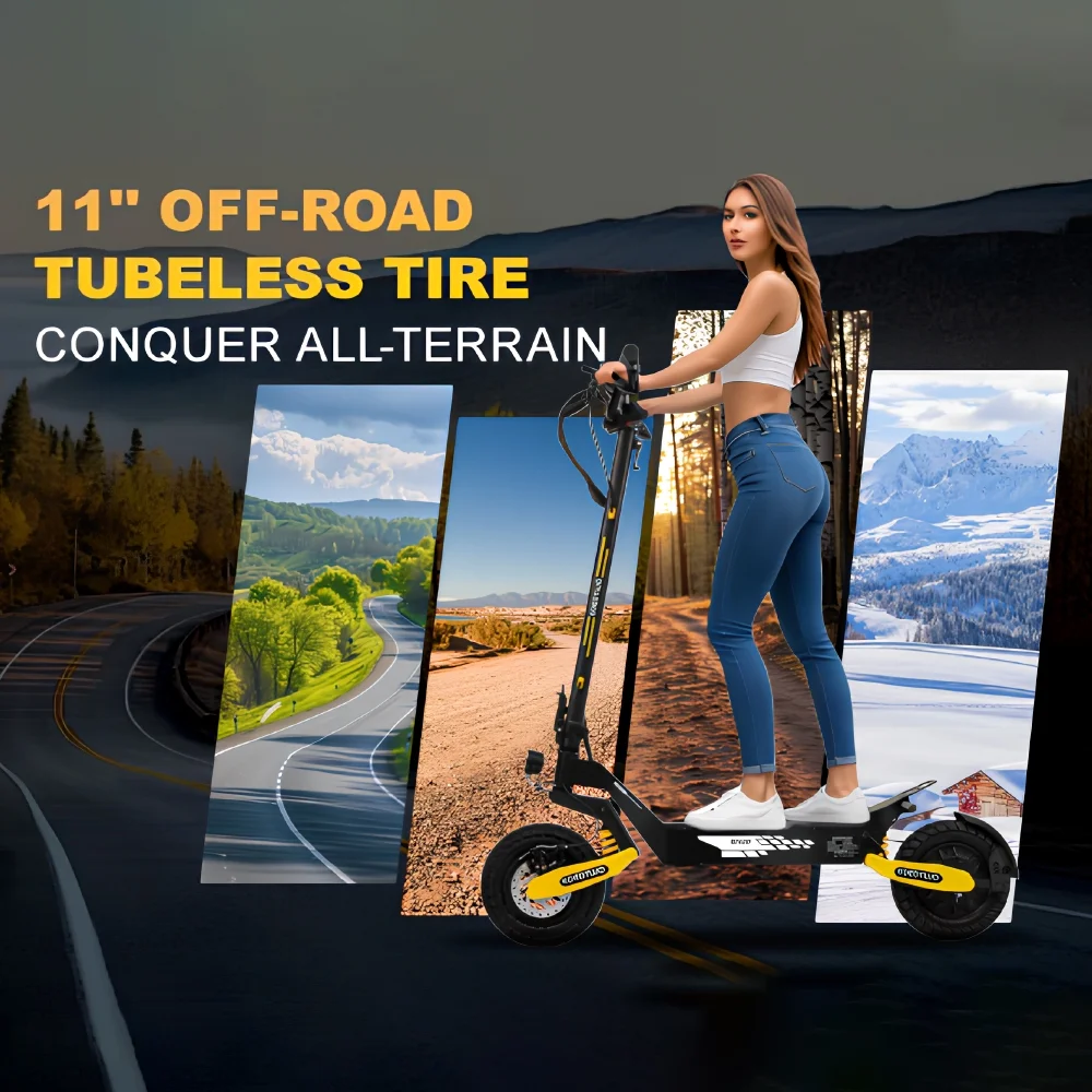 Off Road Electric Scooter for Adults, 1200W Motor Fast E Scooter, Up to 28MPH Top Speed & 20Miles Long Range, 11" Off-Road Tires, 330lbs MAX Load, Foldable - Image 9