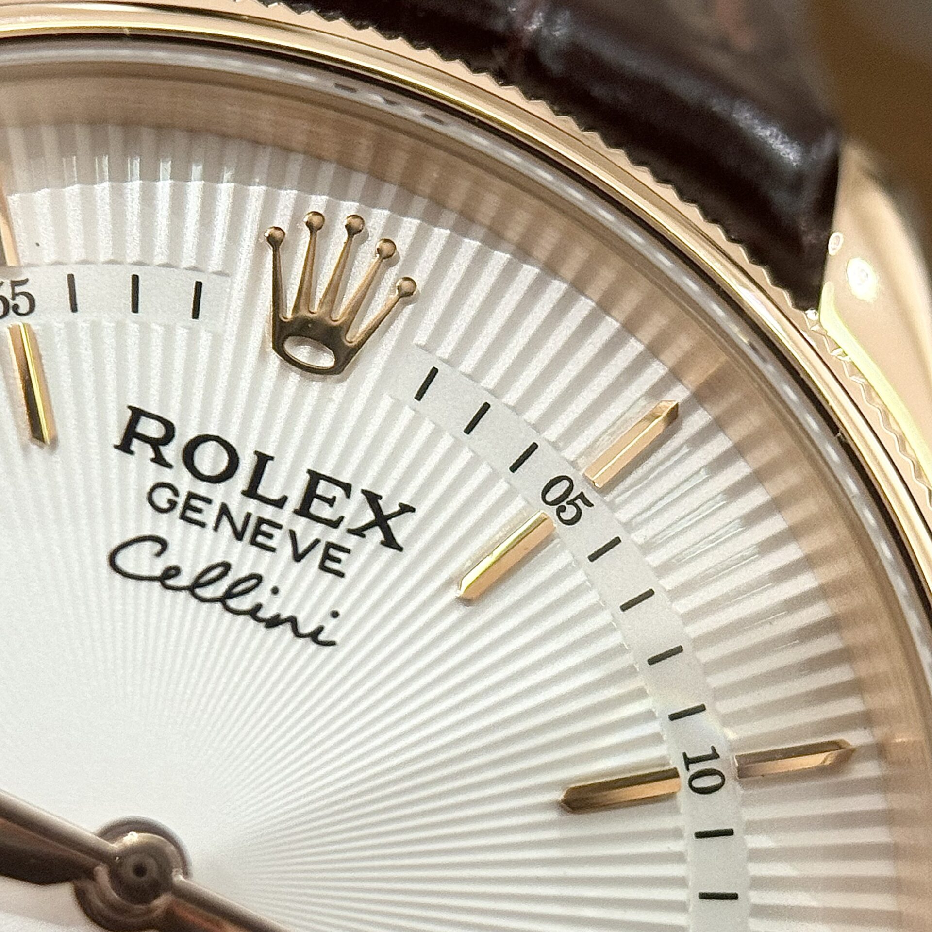 Rolex Cellini 50525 Replica Watch Rose Gold Brown Strap 39mm - Top club