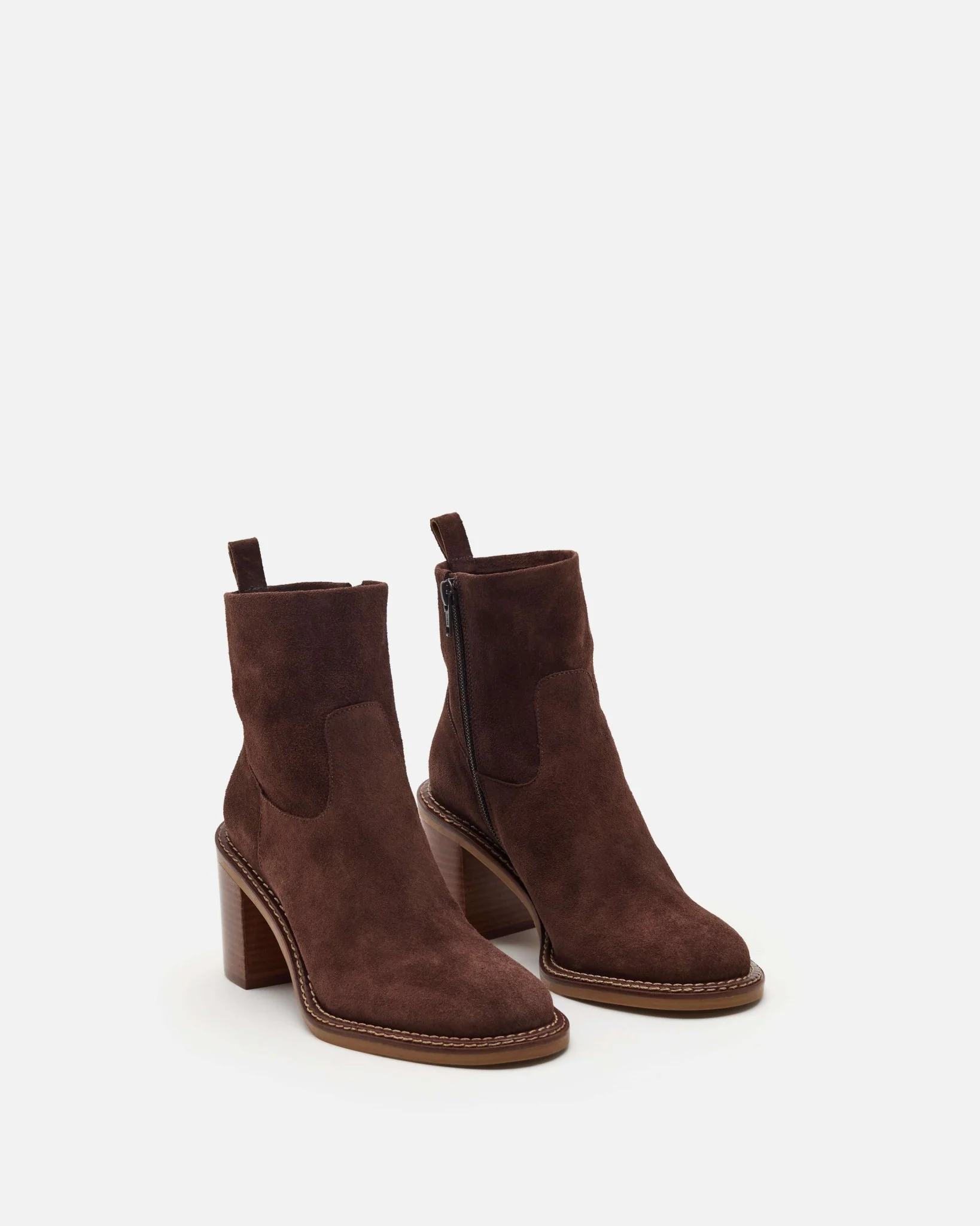 BOTTINES KAIALA/VEL - En cuir velours à talons chocolat