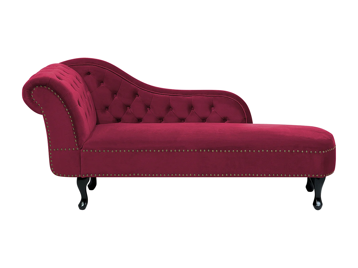 Chaise longue côté gauche NIMES Velours Rouge Bordeaux