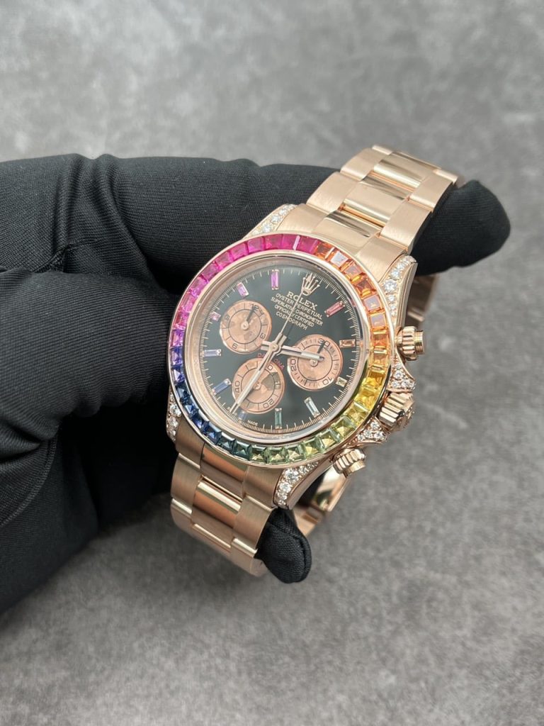Rolex Custom Daytona Rainbow M116595R 18K Solid Gold And Gemstones 40mm - Elite Watch Atelier