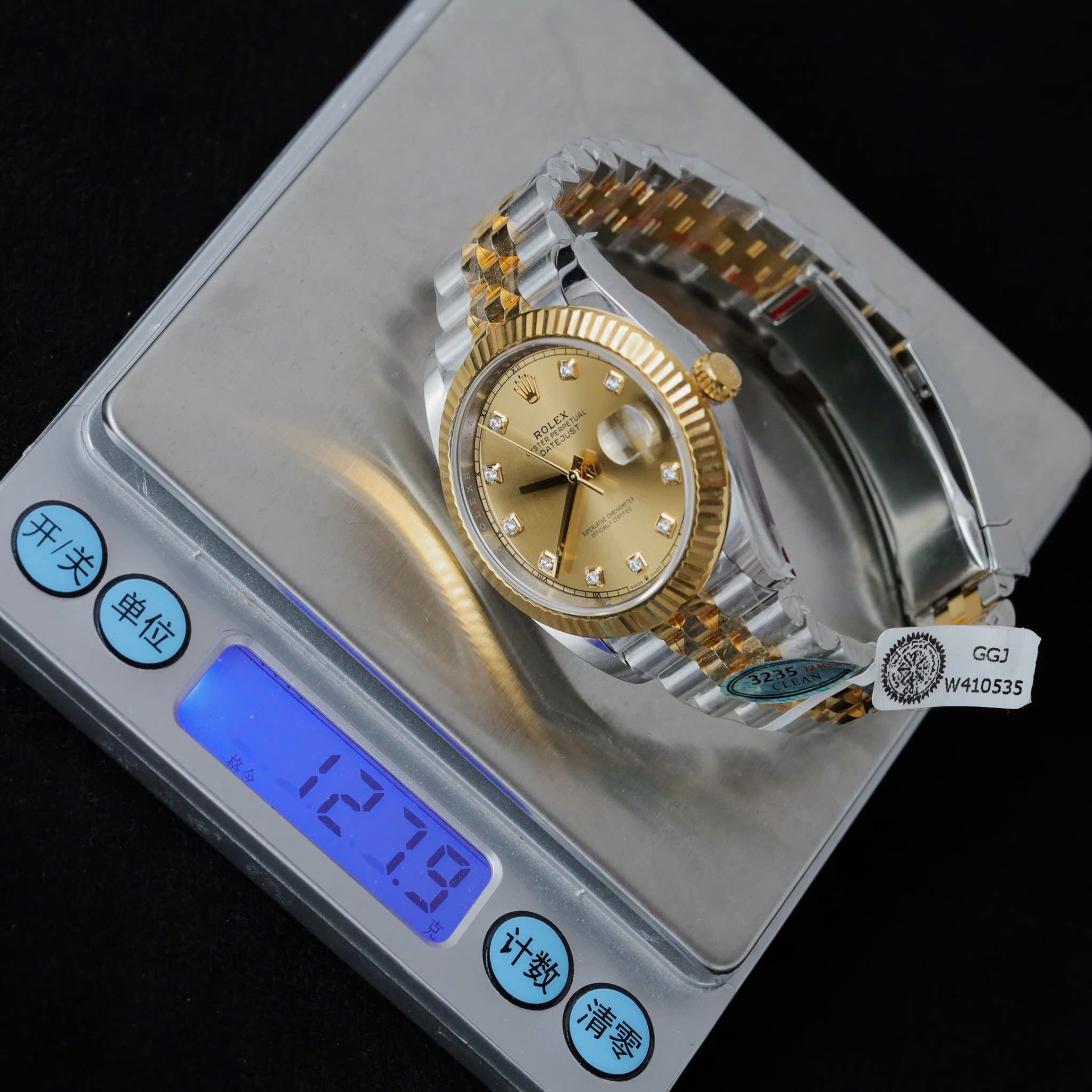 Rolex DateJust Copies Watches Yellow Champagne Dial Moissanite Diamonds Clean Factory 41mm - Elite Watch Atelier