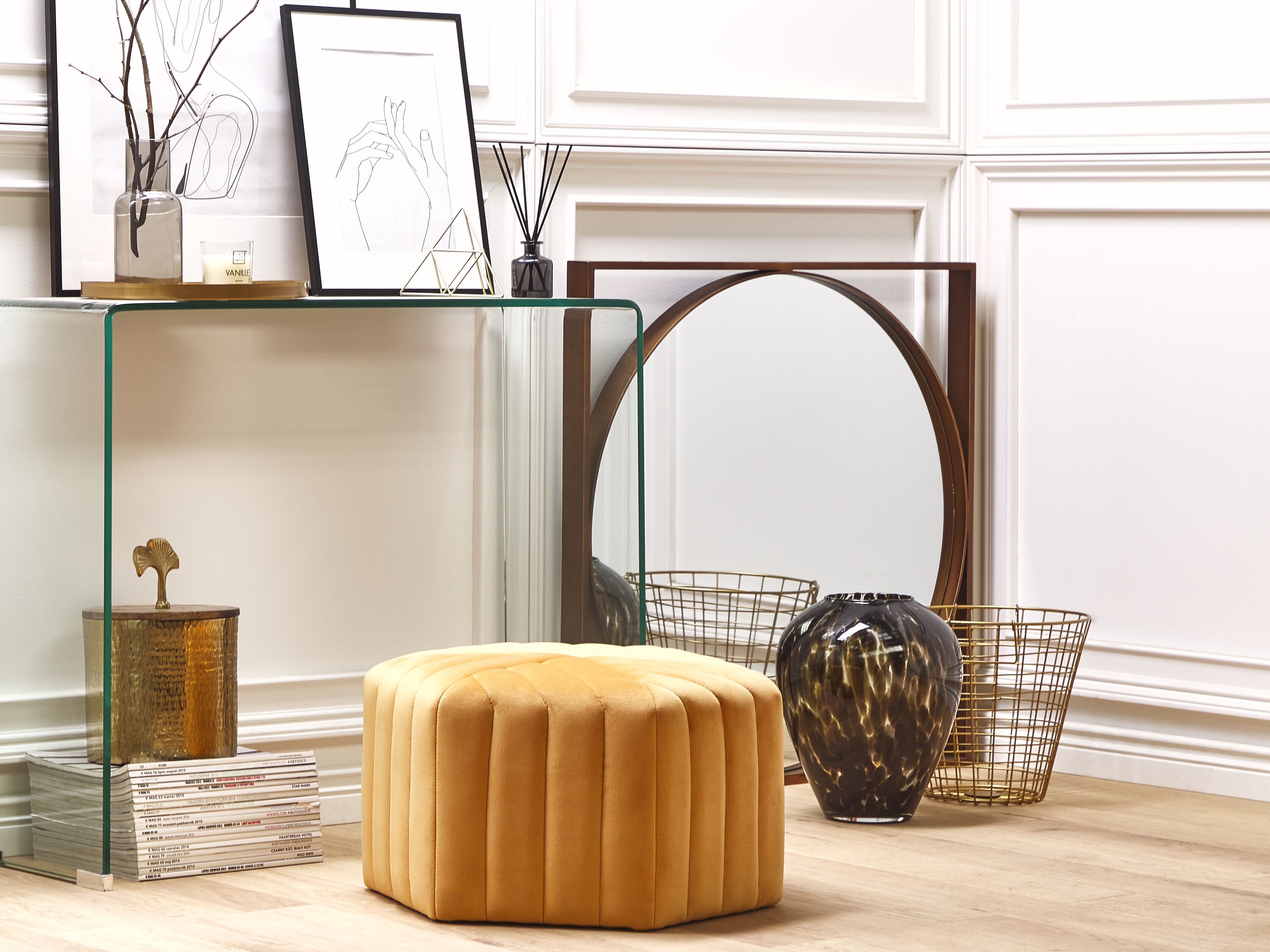Pouffe MURIETTA Velvet Mustard