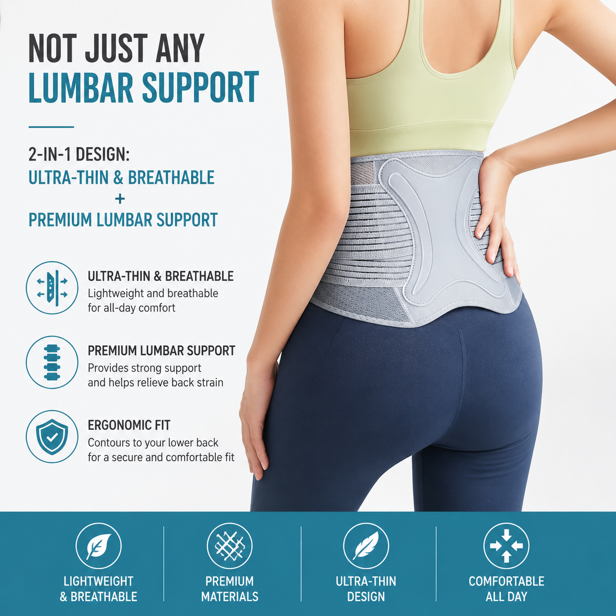 Lumbar support belt for intervertebral disc exercise
