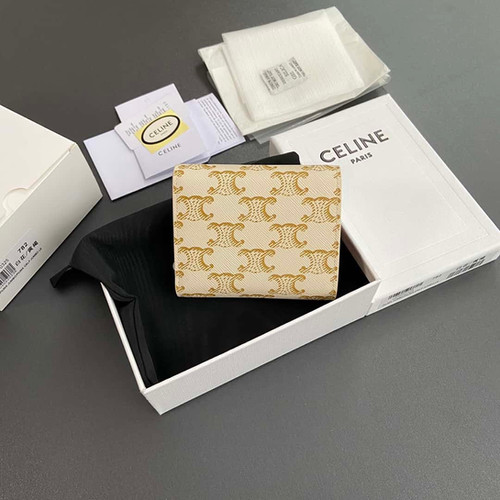 AAA+ Replica Celine Small Flap Wallet Triomphe Canvas