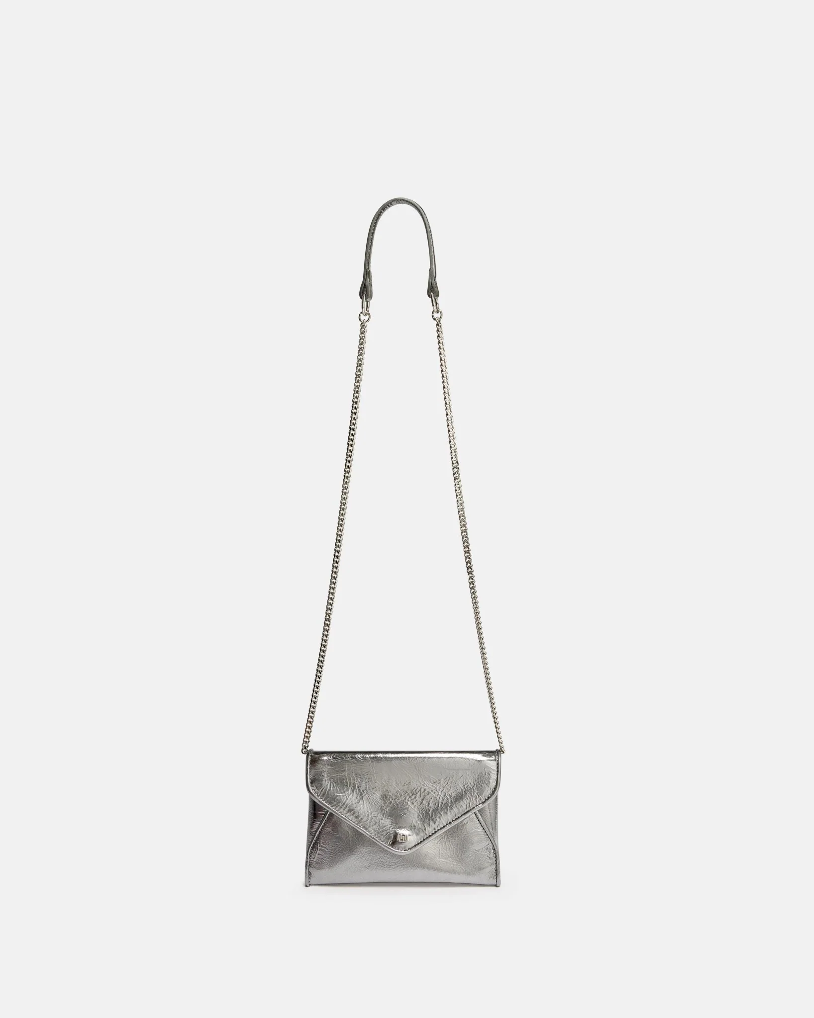 POCHETTE KLOW/CRK - En cuir craquelé argent