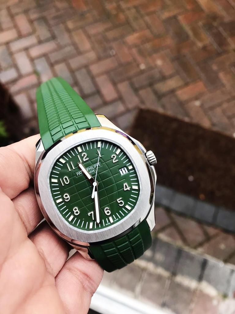 Replica PATEK PHILIPPE Aquanaut 5168G 42mm SS ZF 1:1 Best Edition Green Dial on Green Rubber Strap - Top club
