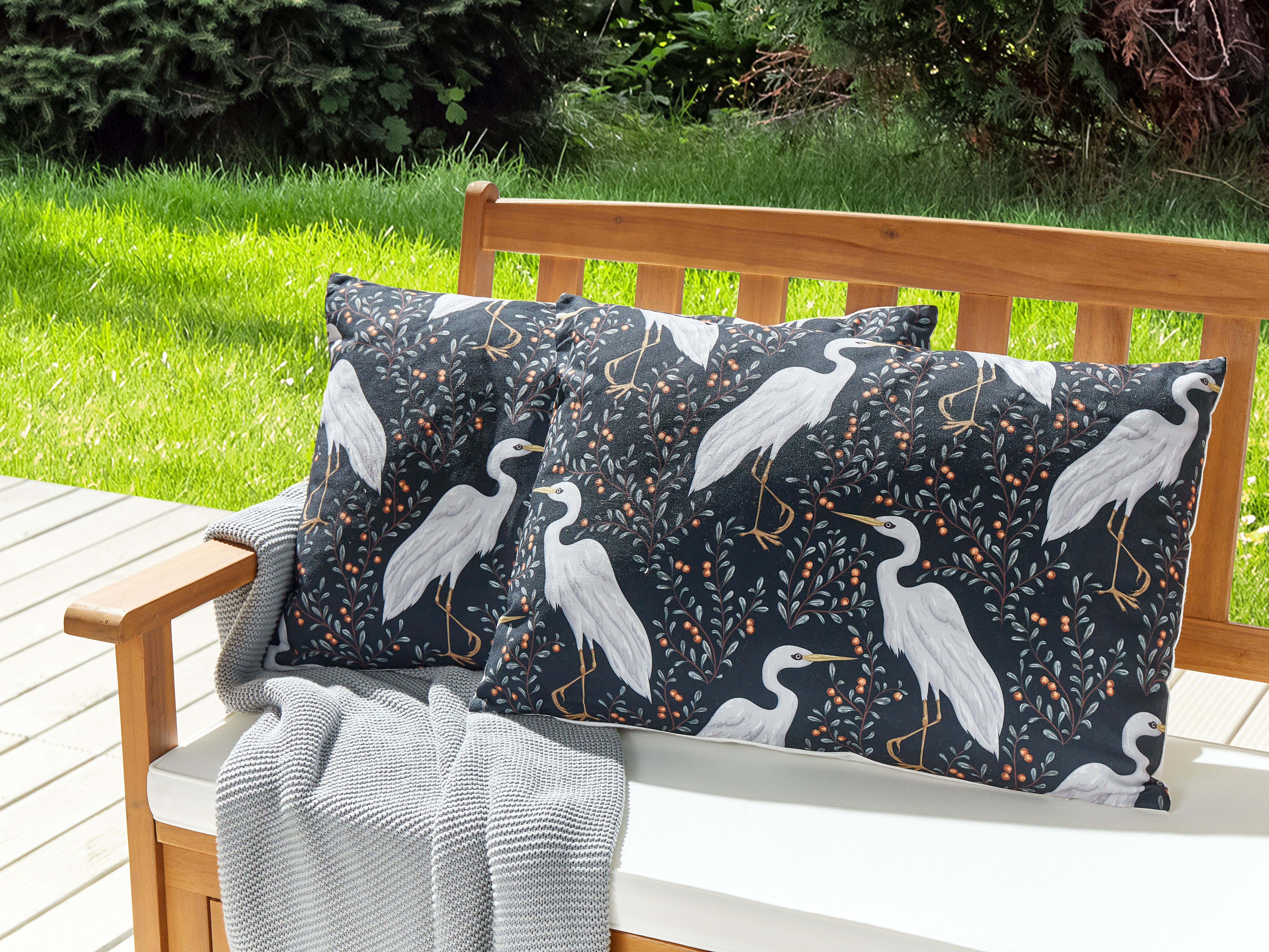 Set of 2 Outdoor Cushions PIANAZZO Animal Pattern 40 x 60 cm Black