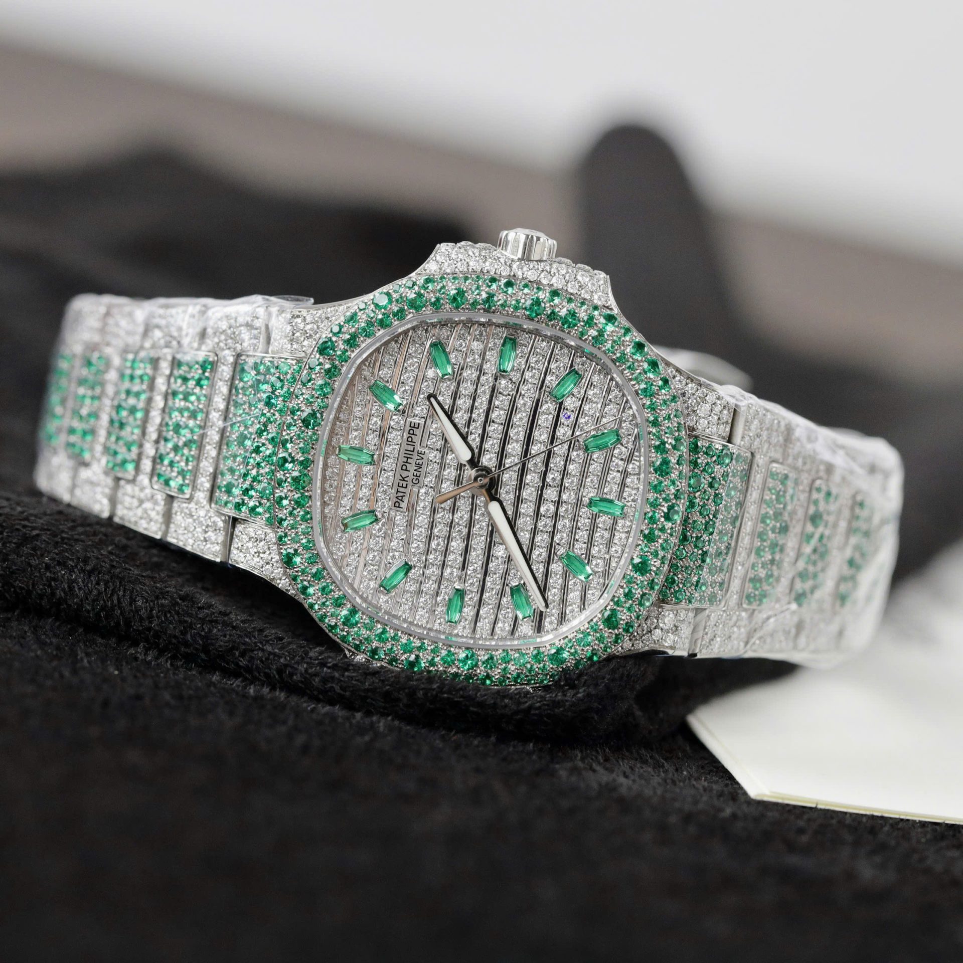 Patek Philippe Best Copies Watch Nautilus 7118 Custom Diamonds Moissanite Hong Kong 35.2mm - Elite Watch Atelier