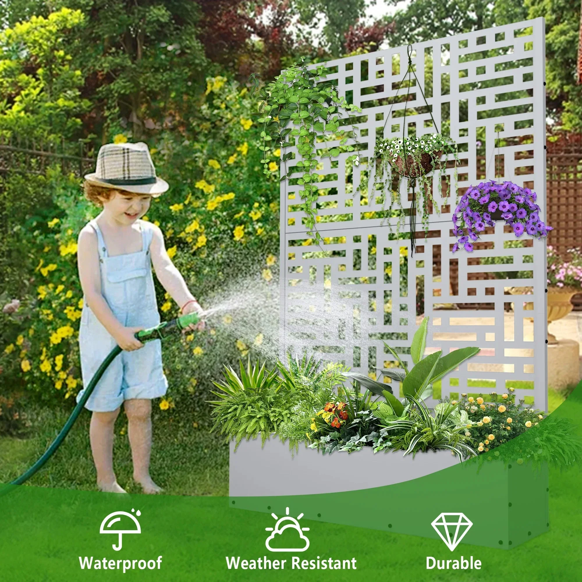 FOOWIN 71 in H Metal Trellis Planter Raised Garden Bed With Drainage Hole, Black - Image 14 FOOWIN 71 in H Metal Trellis Planter Raised Garden Bed With Drainage Hole, Black - Image 14