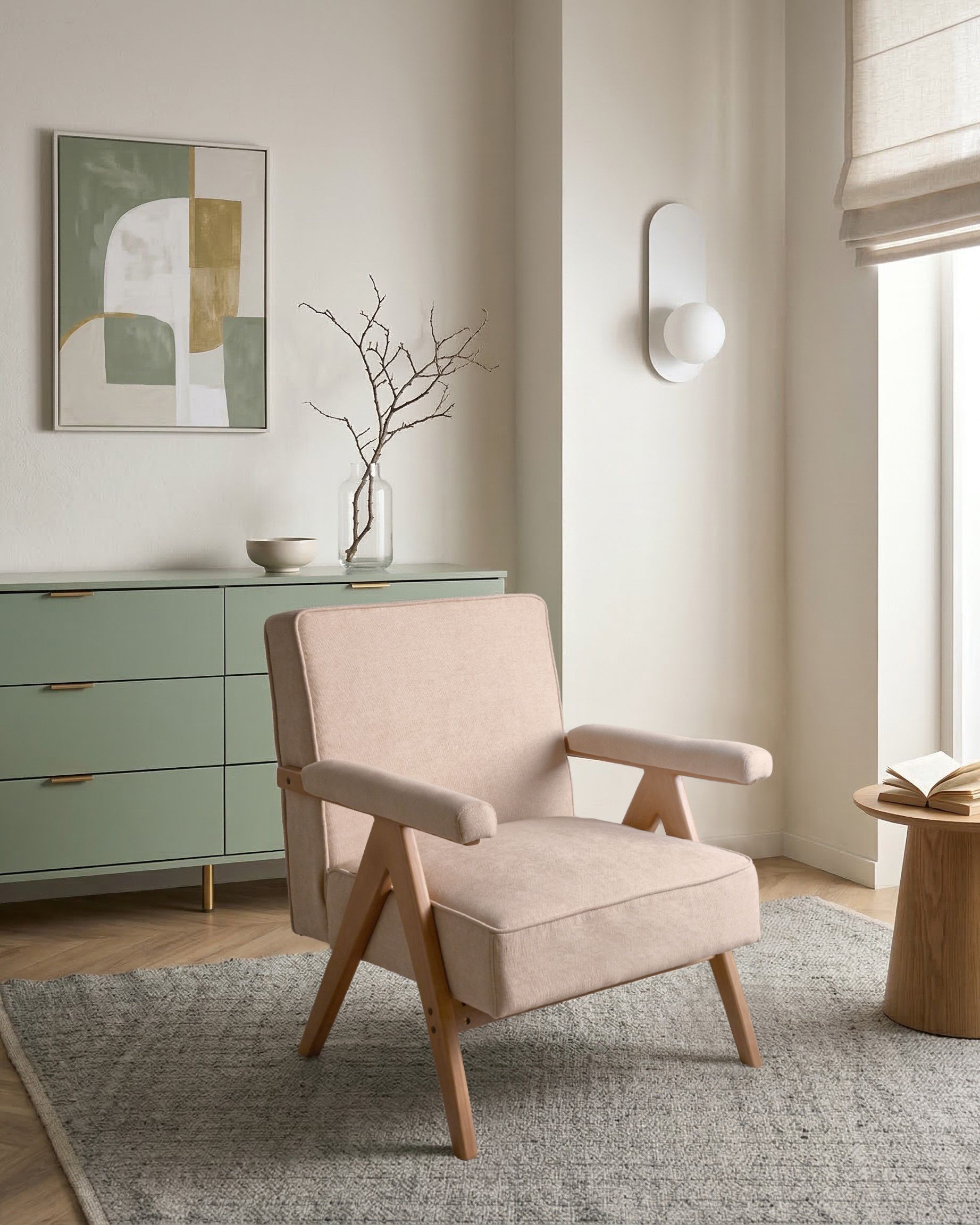 Armchair EVJE Faux Linen Beige