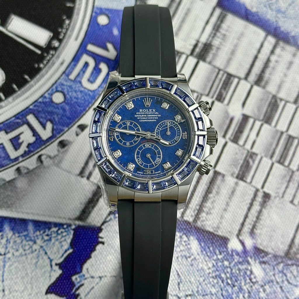 Rolex Best Replica Watches Daytona 116519 Sodalite Dial Rubber Strap 40mm - Elite Watch Atelier
