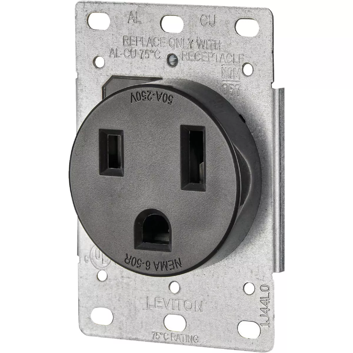Leviton 50A Flush Mount Black 6-50R Welder Power Outlet