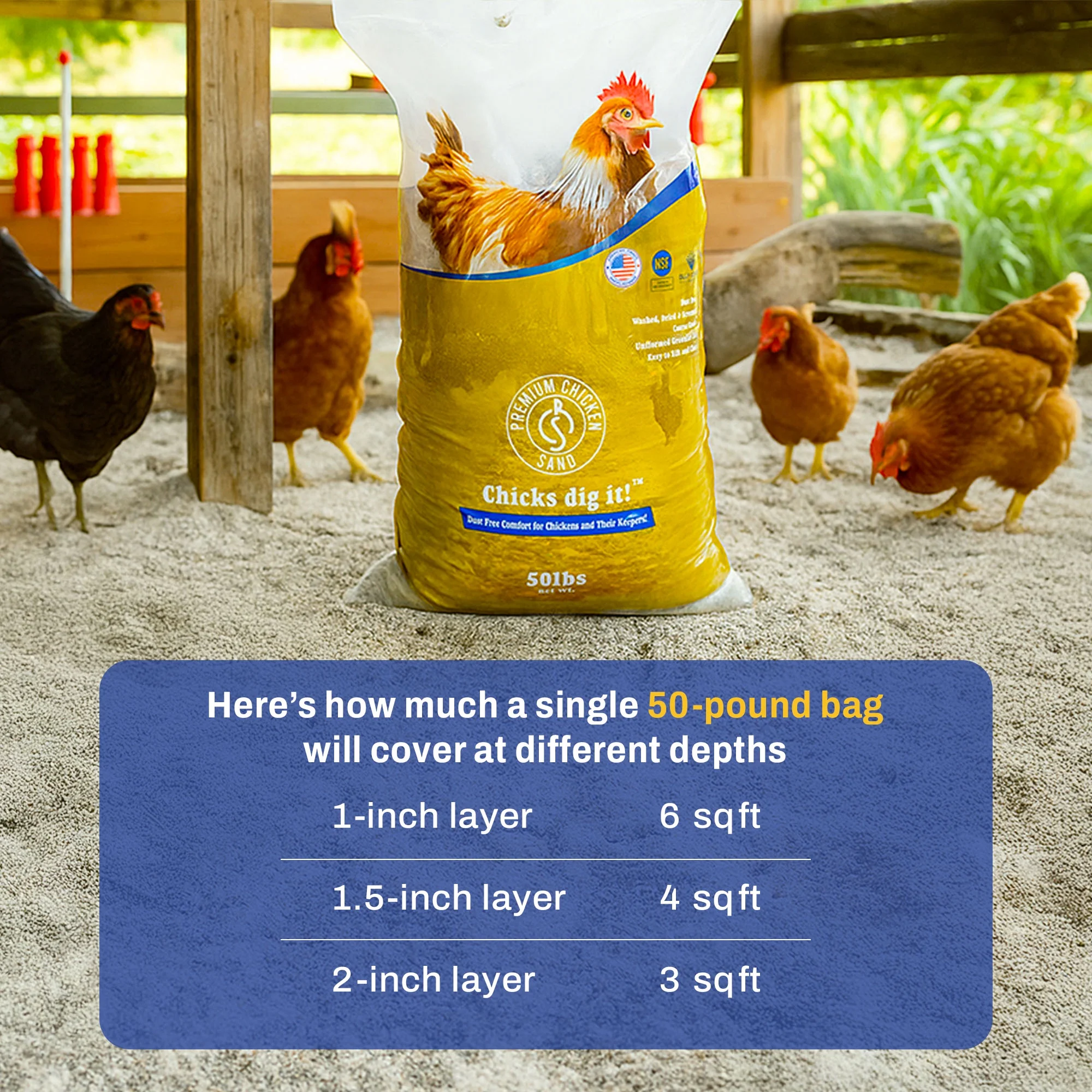 Premium Chicken Sand, Odor Eliminating Bedding for Coops, 50 Lb Bag, 8 Pack - Image 7