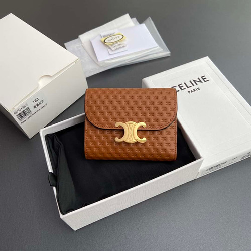 CELINE TRIOMPHE shiny sheep leather embossed wallet