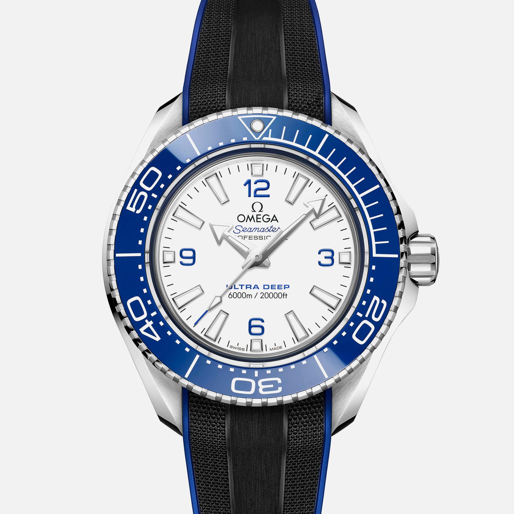 Seamaster Planet Ocean Ultra Deep Professional 6000M Co-Axial Master Chronometer 45.5mm White Dial On Rubber Strap(1:1 replica) - Elite Watch Atelier