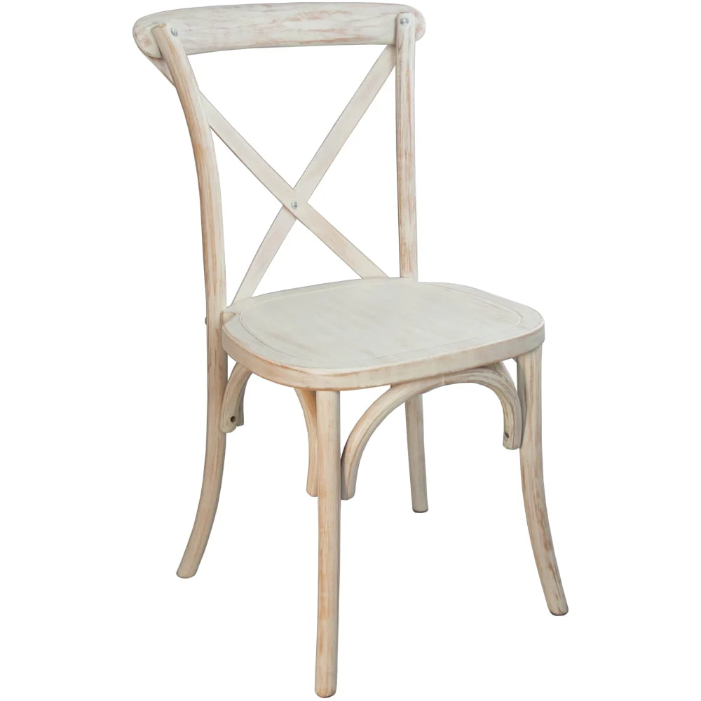 Merrick Lane X-Back Bistro Style Wooden High Back Dining Chair in Lime Wash, Wood